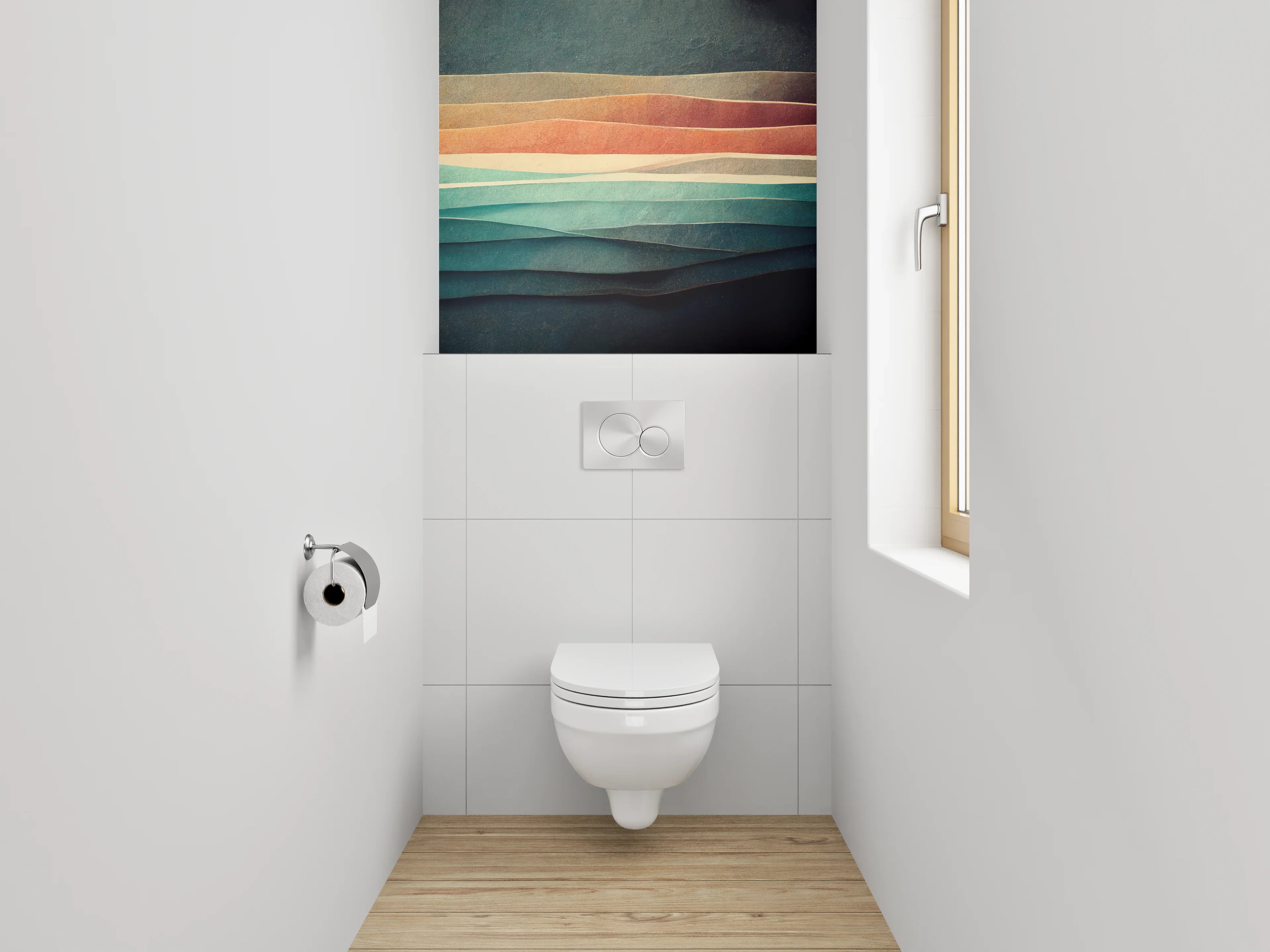 WC-Rückwand - Abstrakte Schichtung Pastell Aquarell