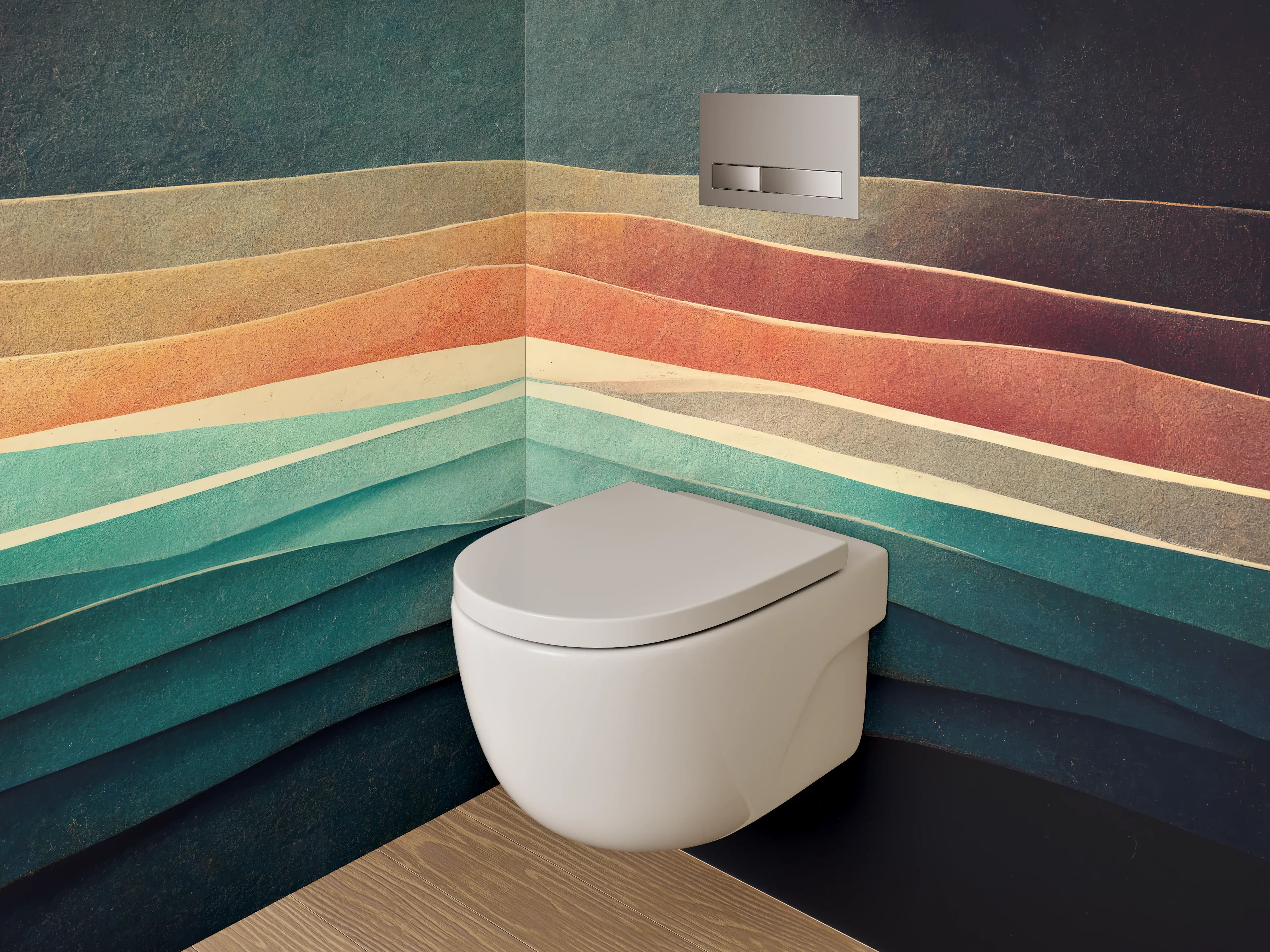 WC-Rückwand - Abstrakte Schichtung Pastell Aquarell