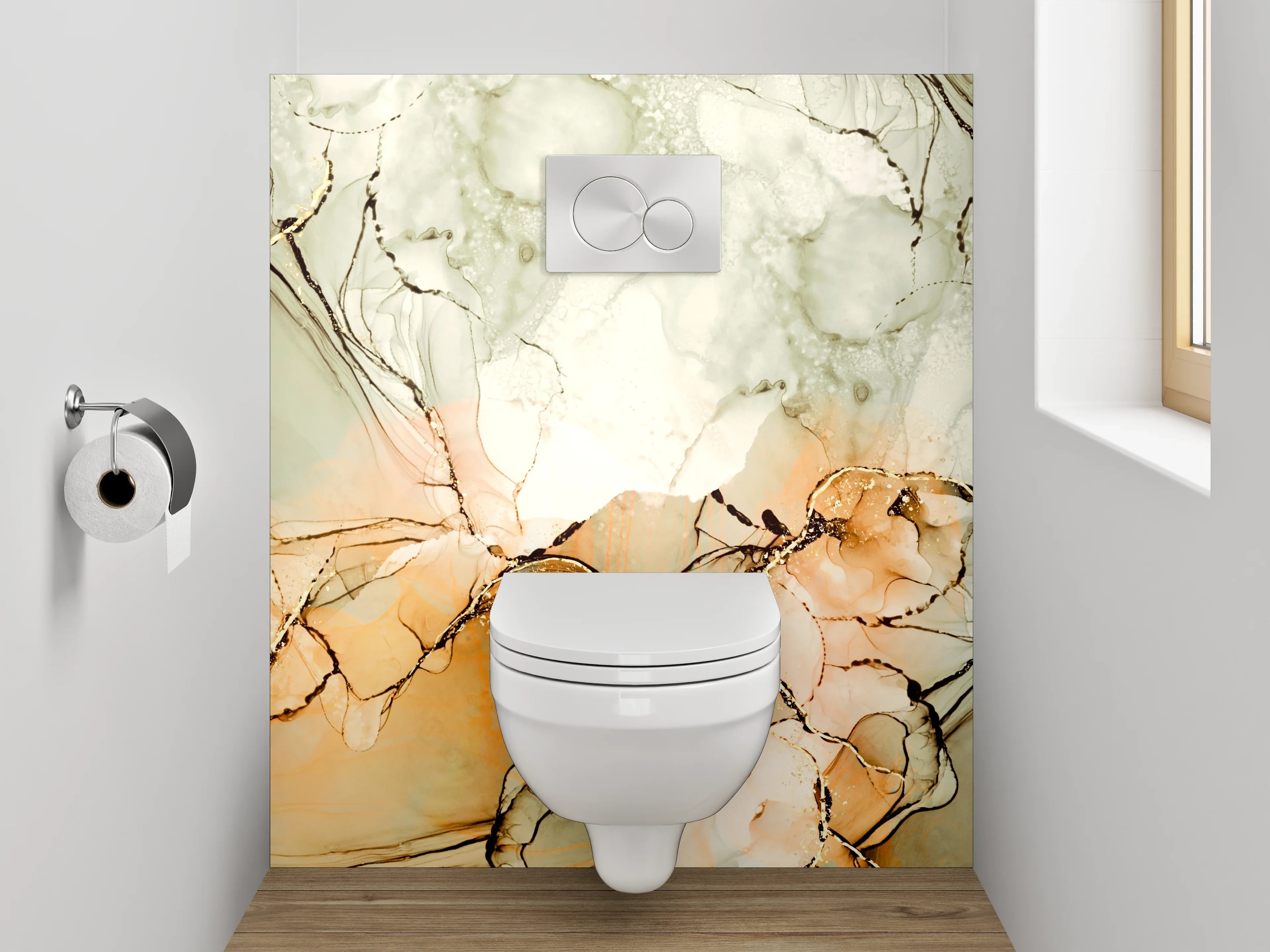 WC-Rückwand - Abstrakte Steingold Aquarell-Optik