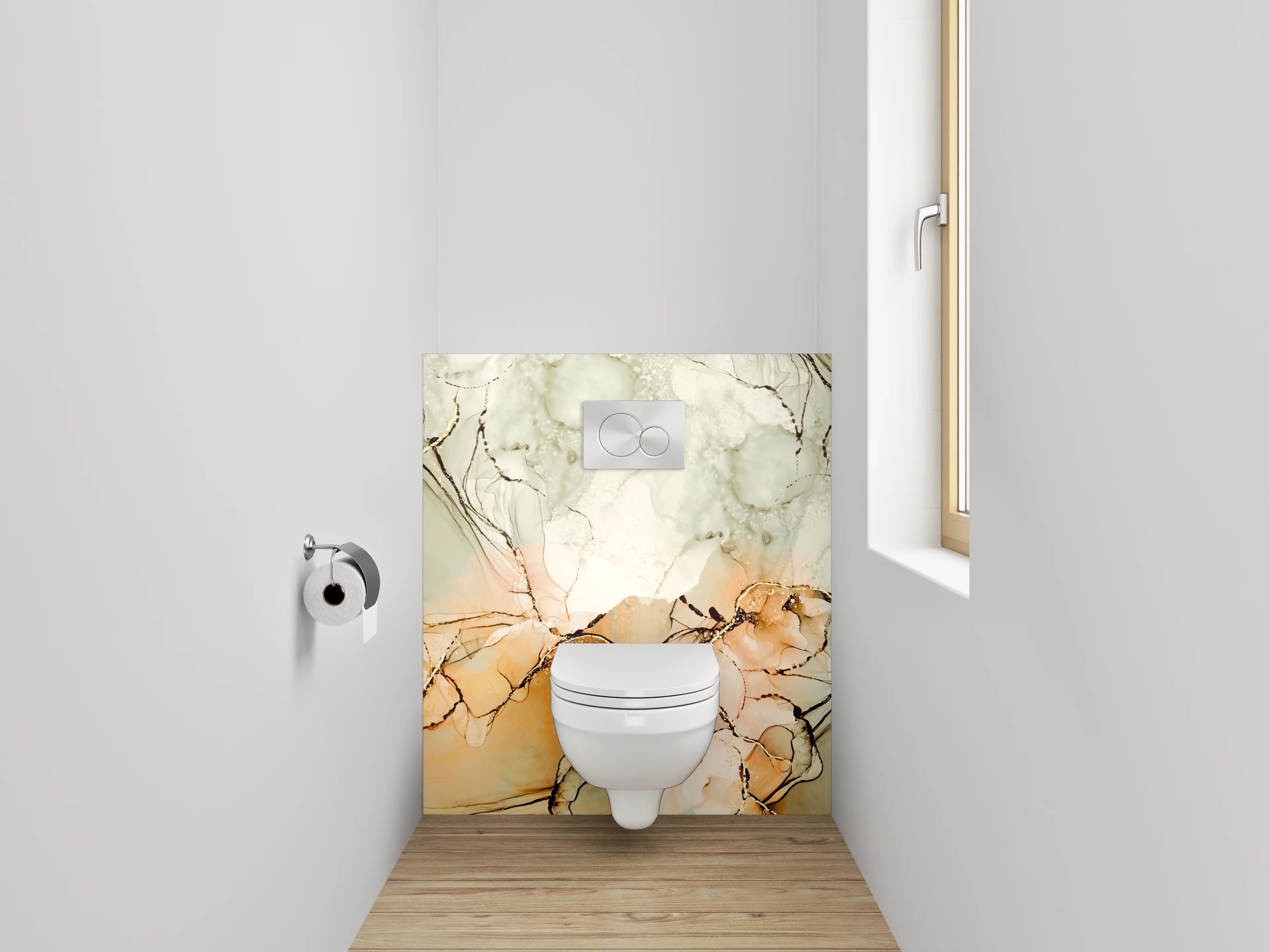 WC-Rückwand - Abstrakte Steingold Aquarell-Optik