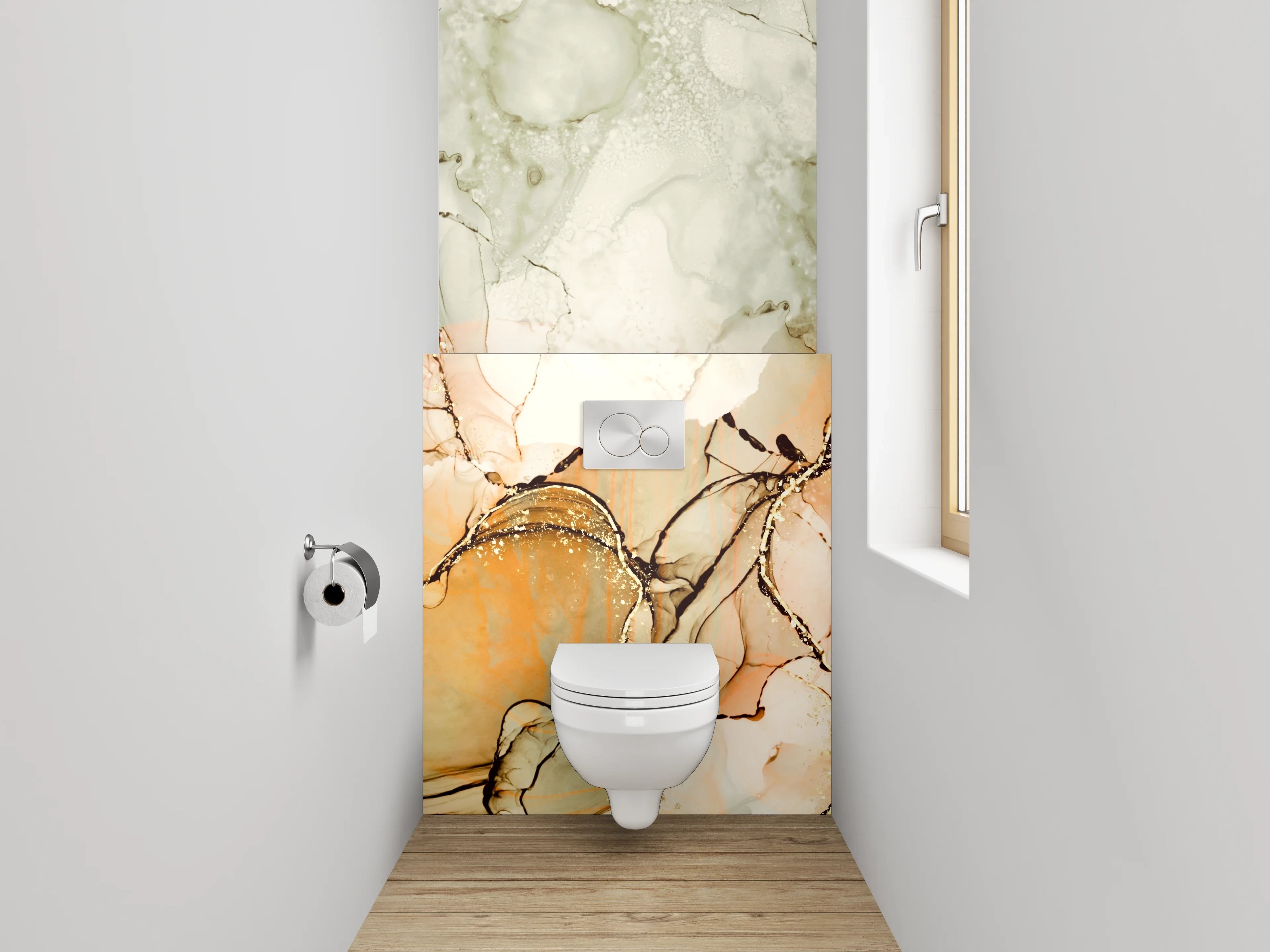 WC-Rückwand - Abstrakte Steingold Aquarell-Optik