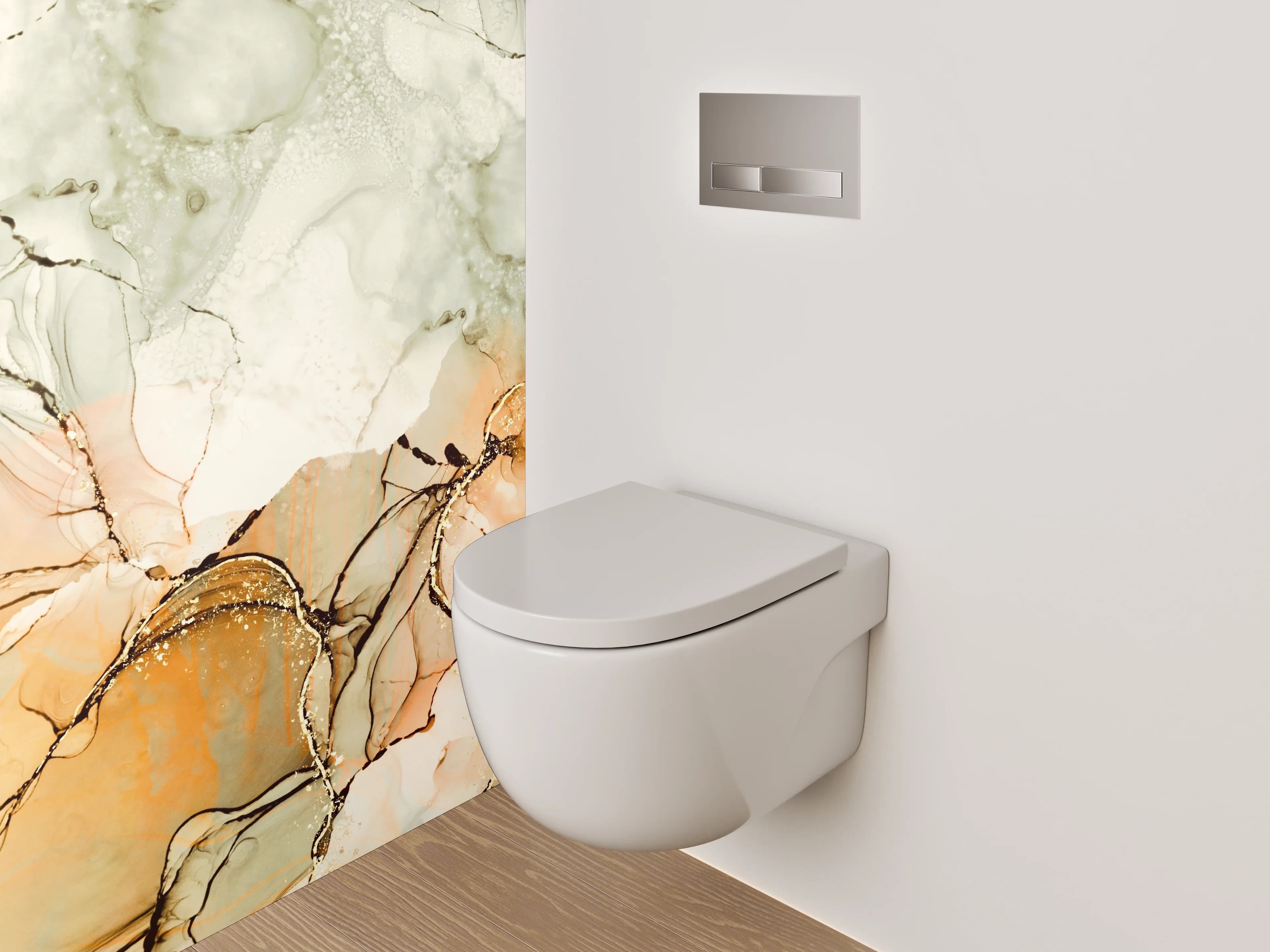 WC-Rückwand - Abstrakte Steingold Aquarell-Optik