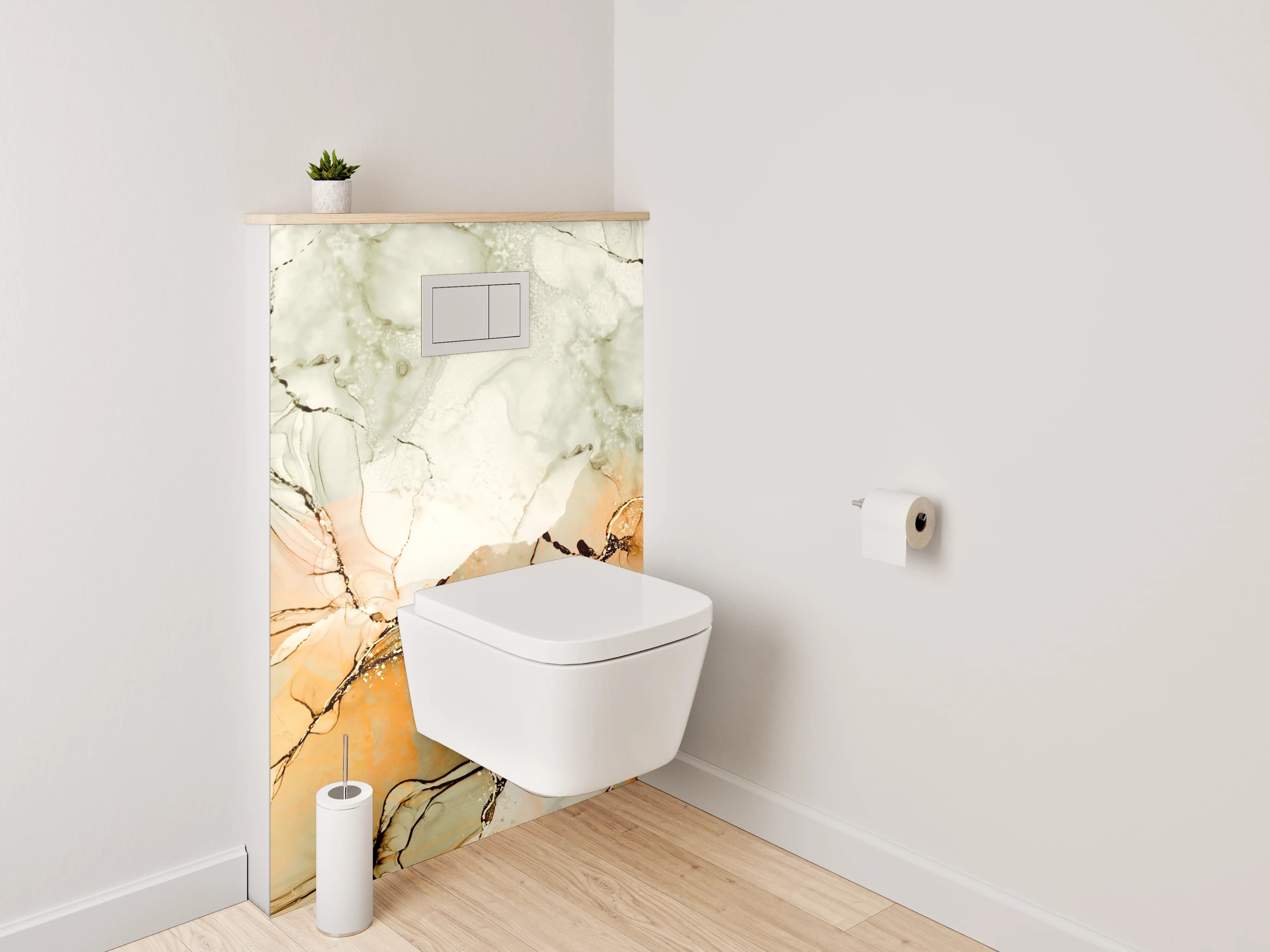 WC-Rückwand - Abstrakte Steingold Aquarell-Optik