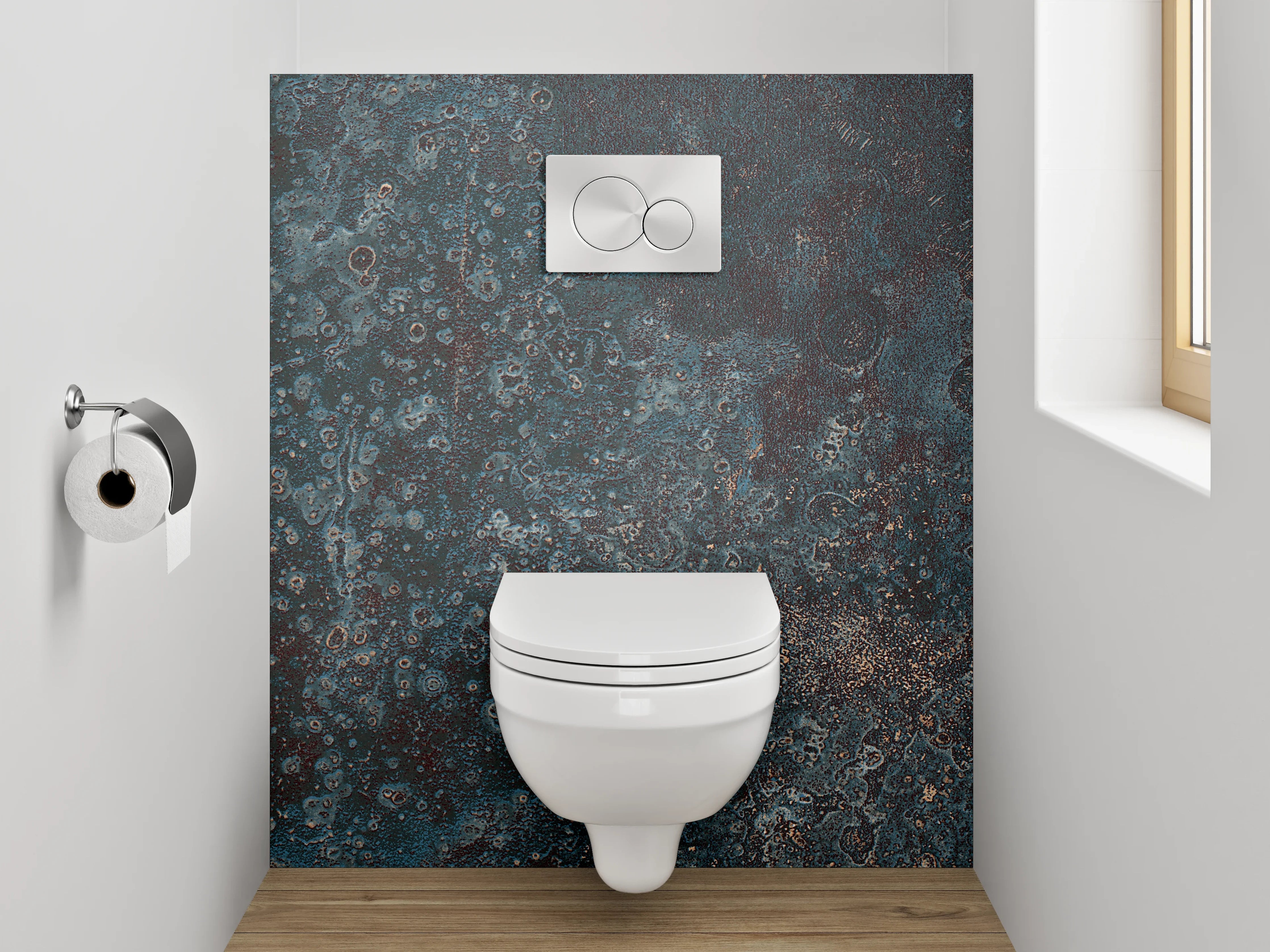 WC-Rückwand - Abstrakte Steinoptik Dunkelblau Braun