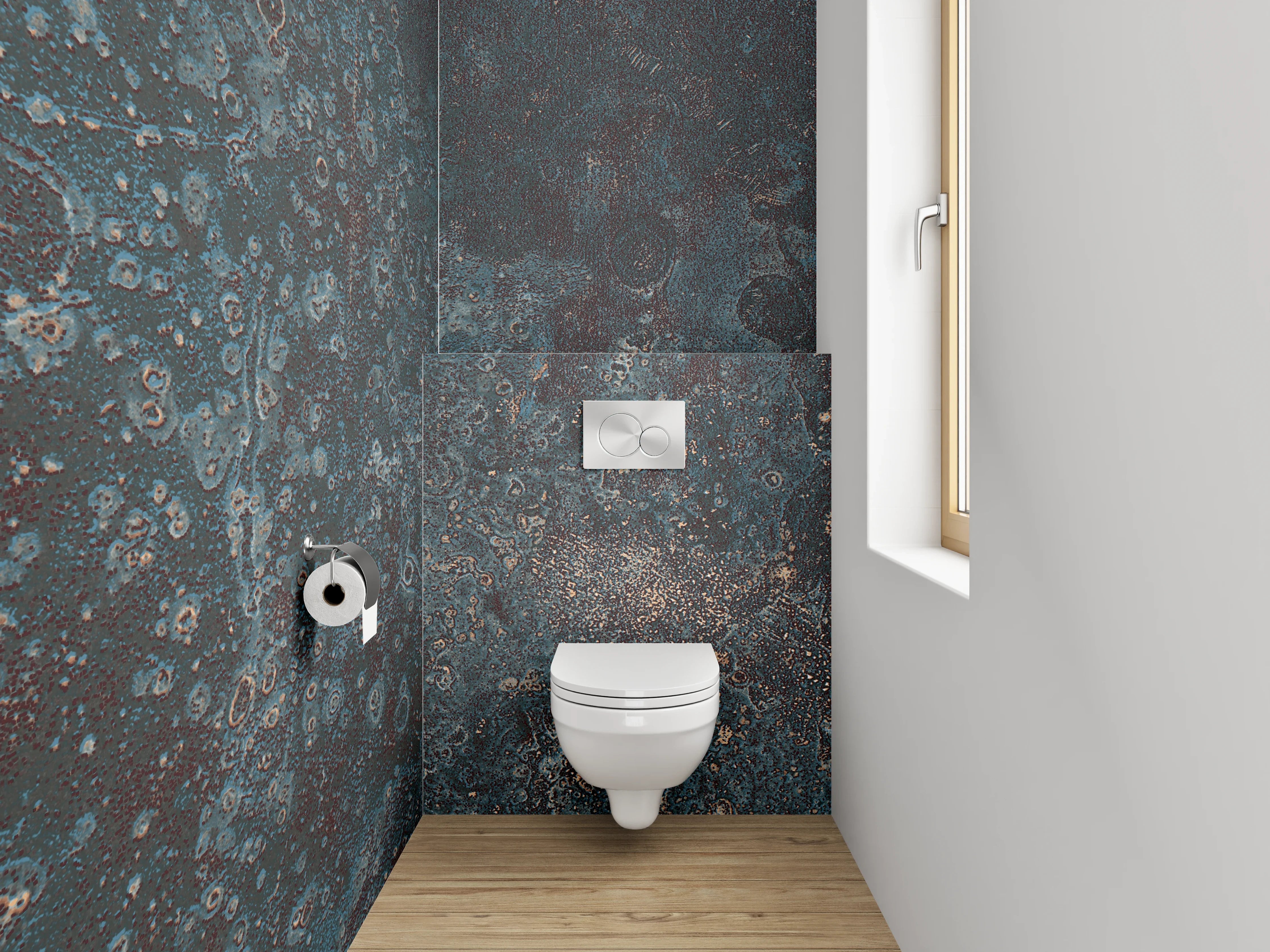WC-Rückwand - Abstrakte Steinoptik Dunkelblau Braun
