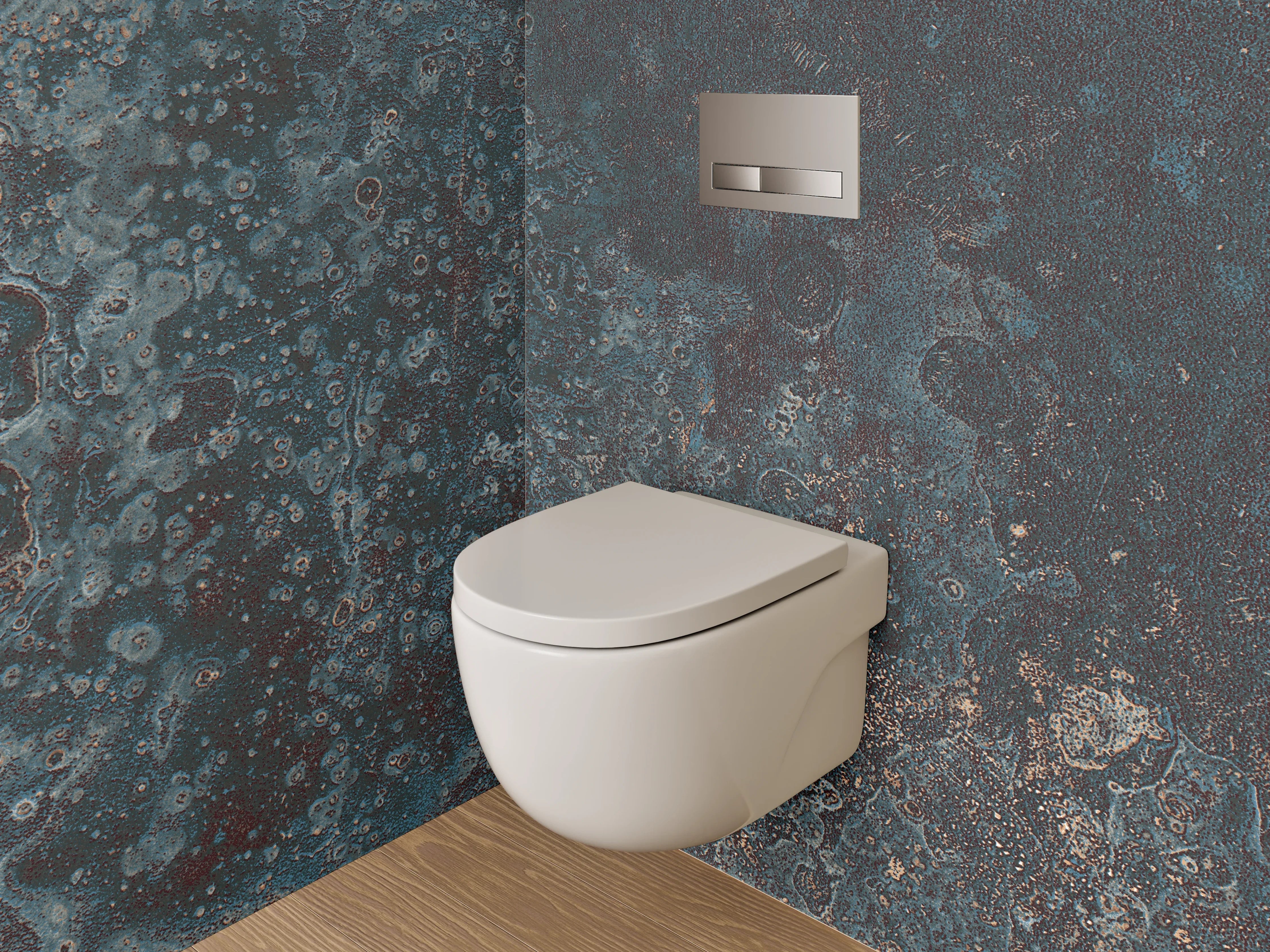 WC-Rückwand - Abstrakte Steinoptik Dunkelblau Braun