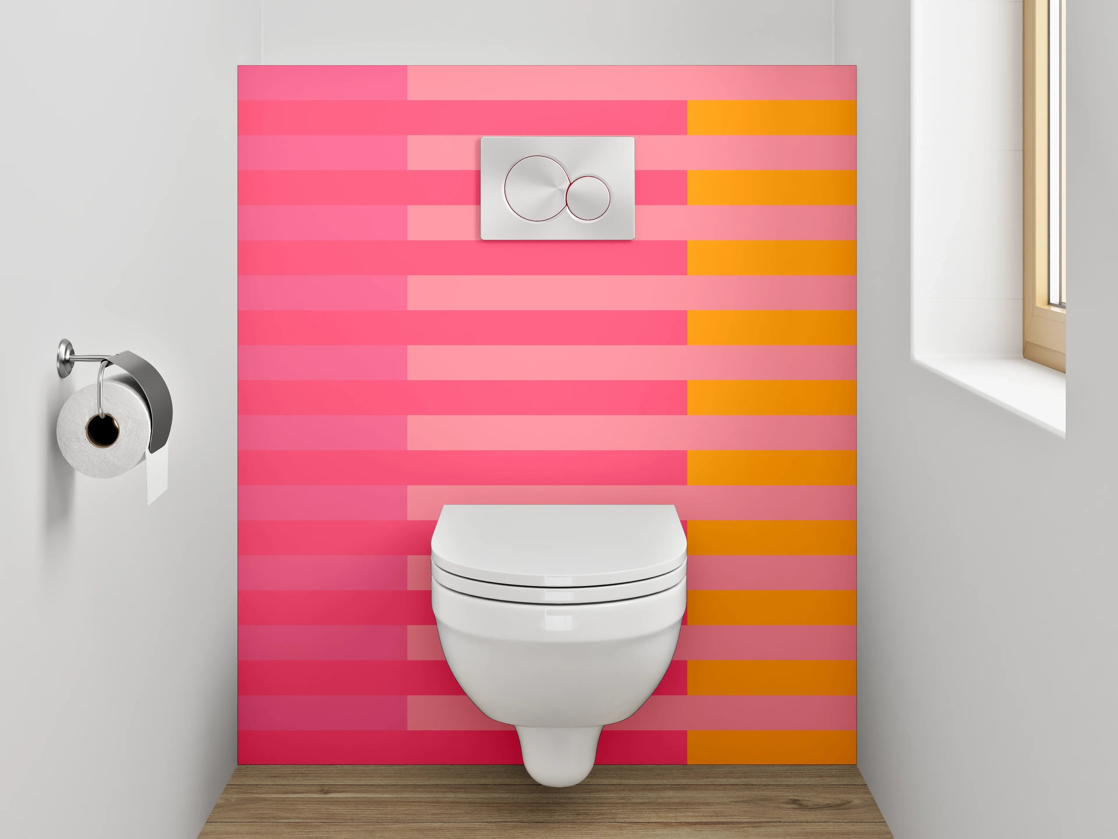 WC-Rückwand - Abstrakte Streifen-Kunst rosa orange