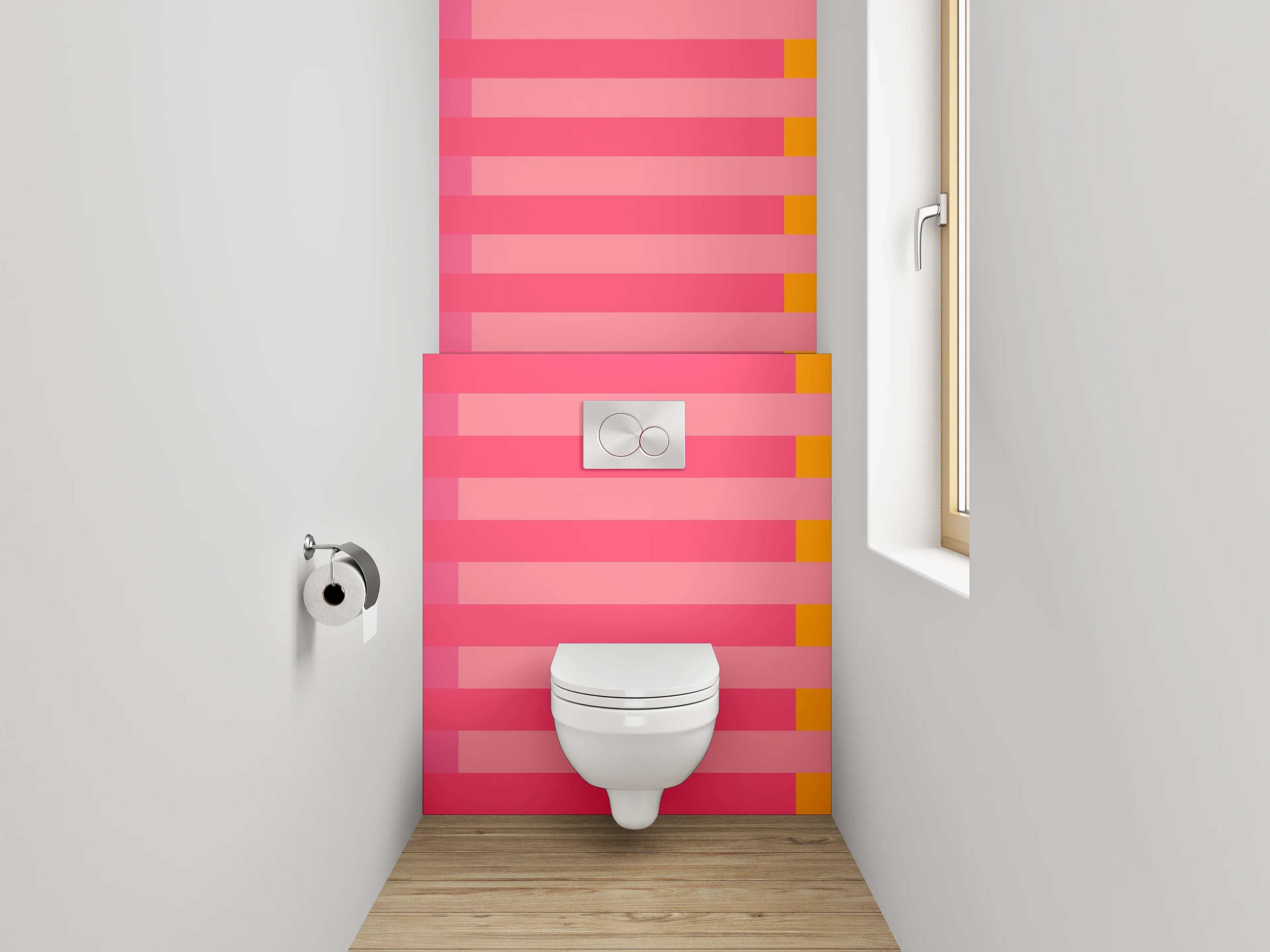 WC-Rückwand - Abstrakte Streifen-Kunst rosa orange