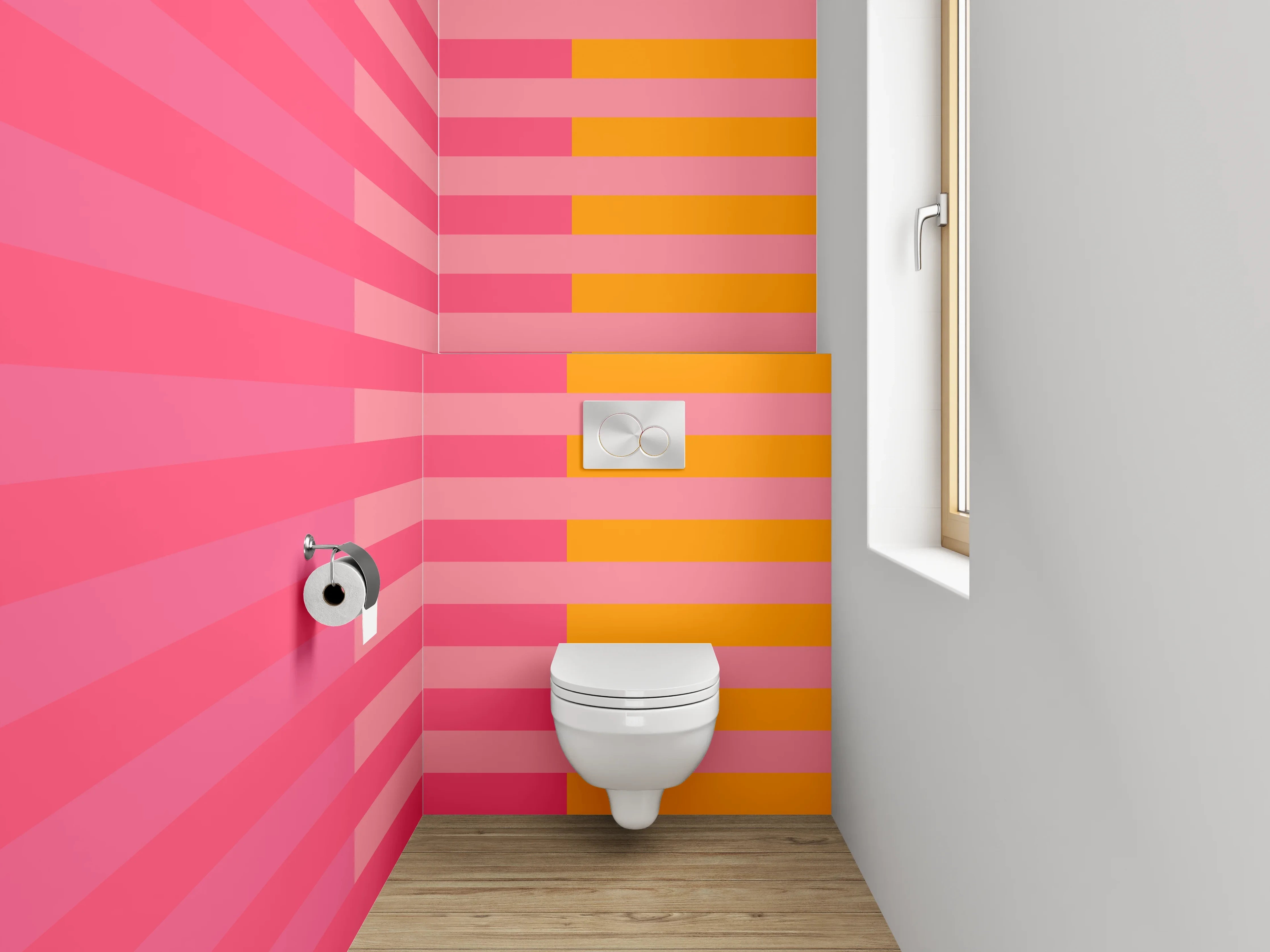 WC-Rückwand - Abstrakte Streifen-Kunst rosa orange