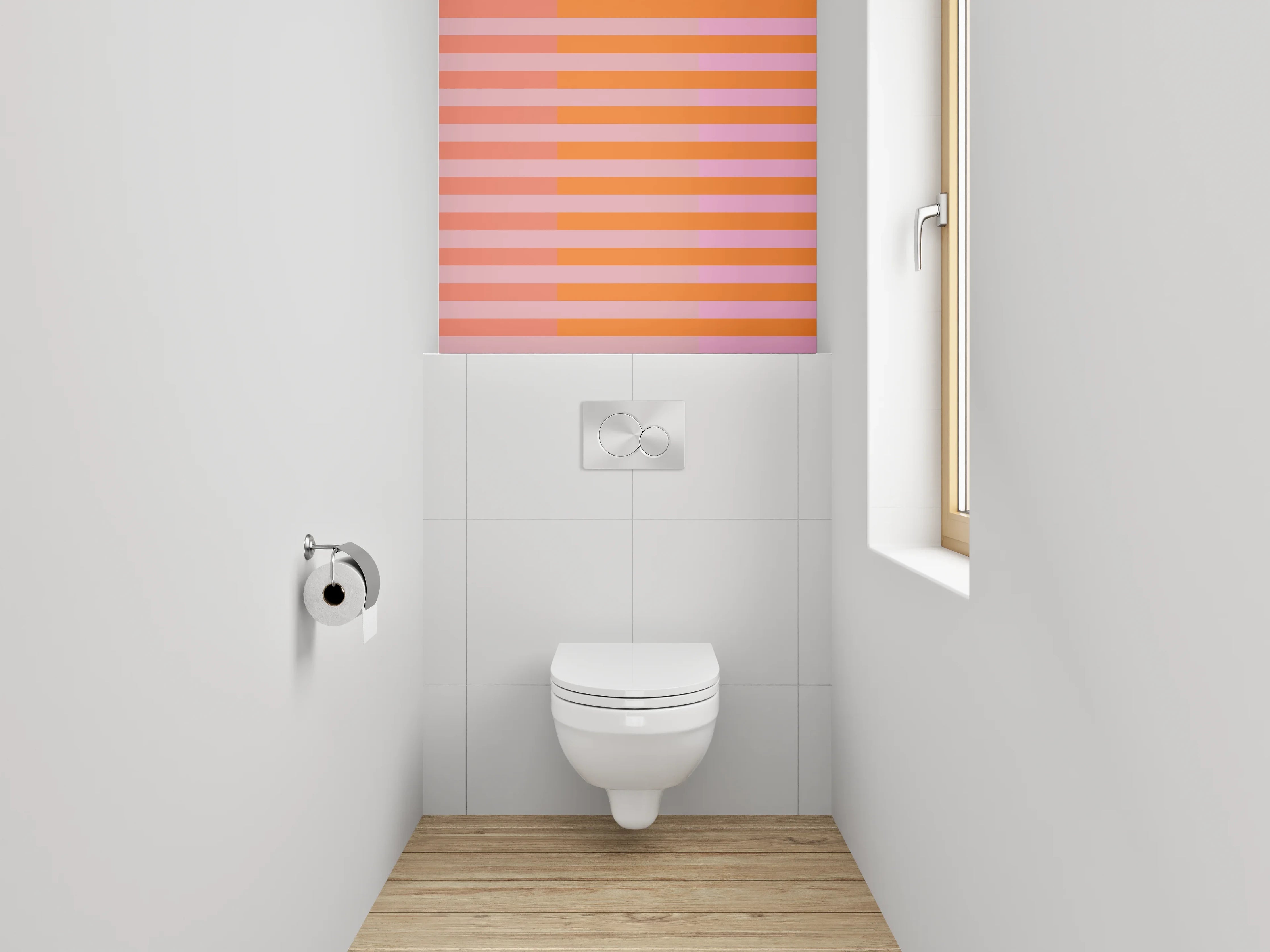 WC-Rückwand - Abstrakte Streifen Orange Rosa Minimal