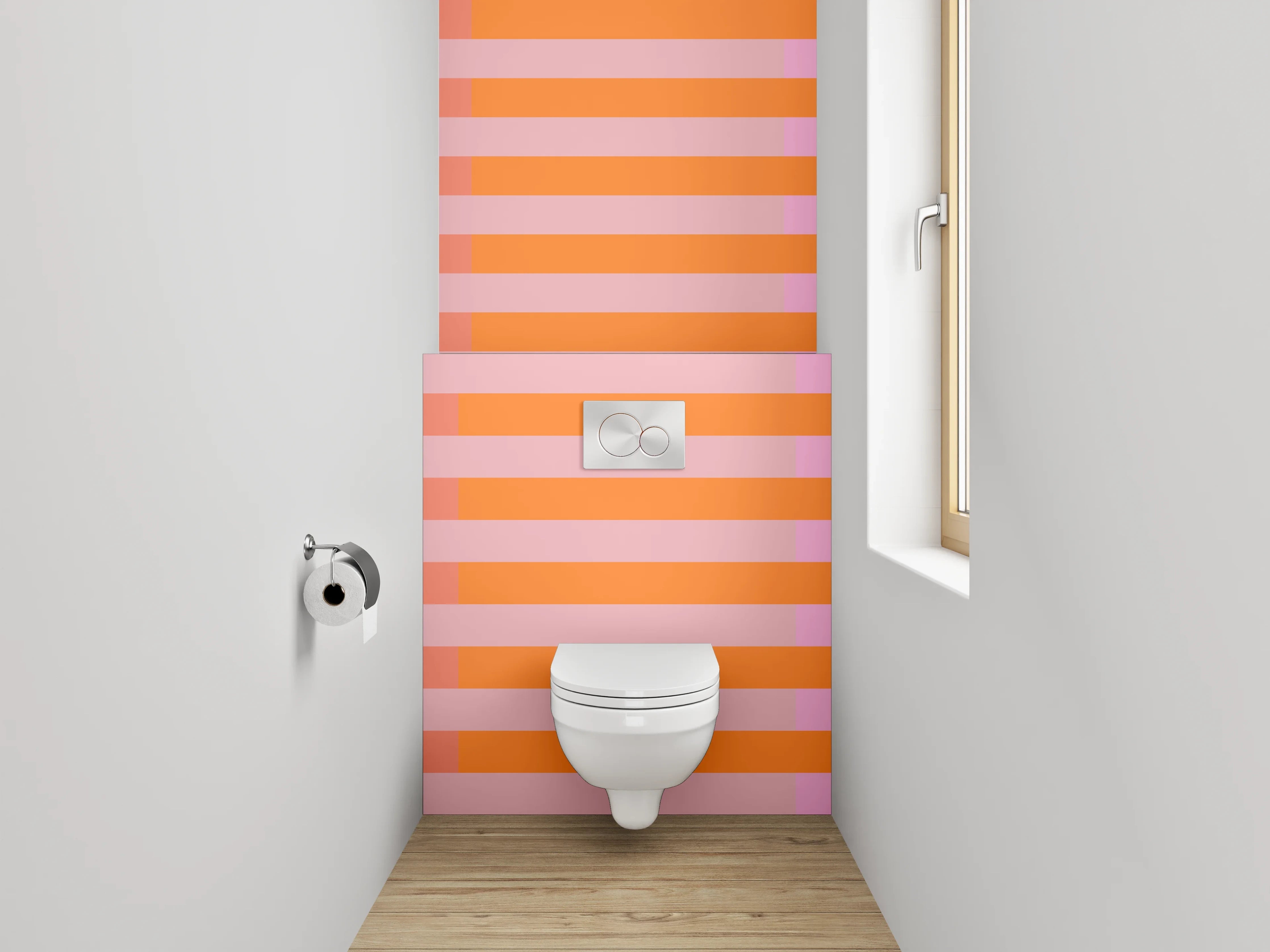 WC-Rückwand - Abstrakte Streifen Orange Rosa Minimal