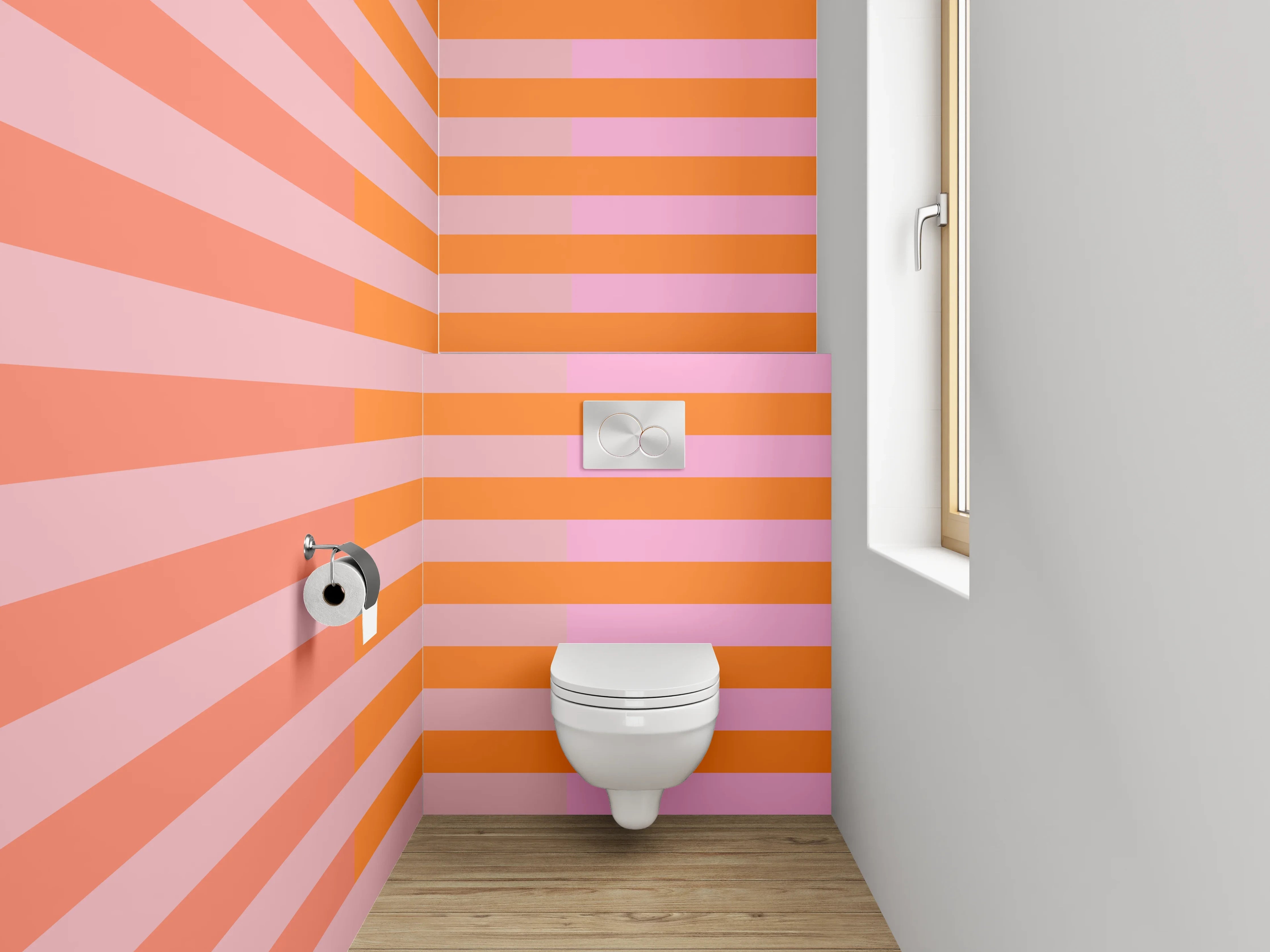 WC-Rückwand - Abstrakte Streifen Orange Rosa Minimal