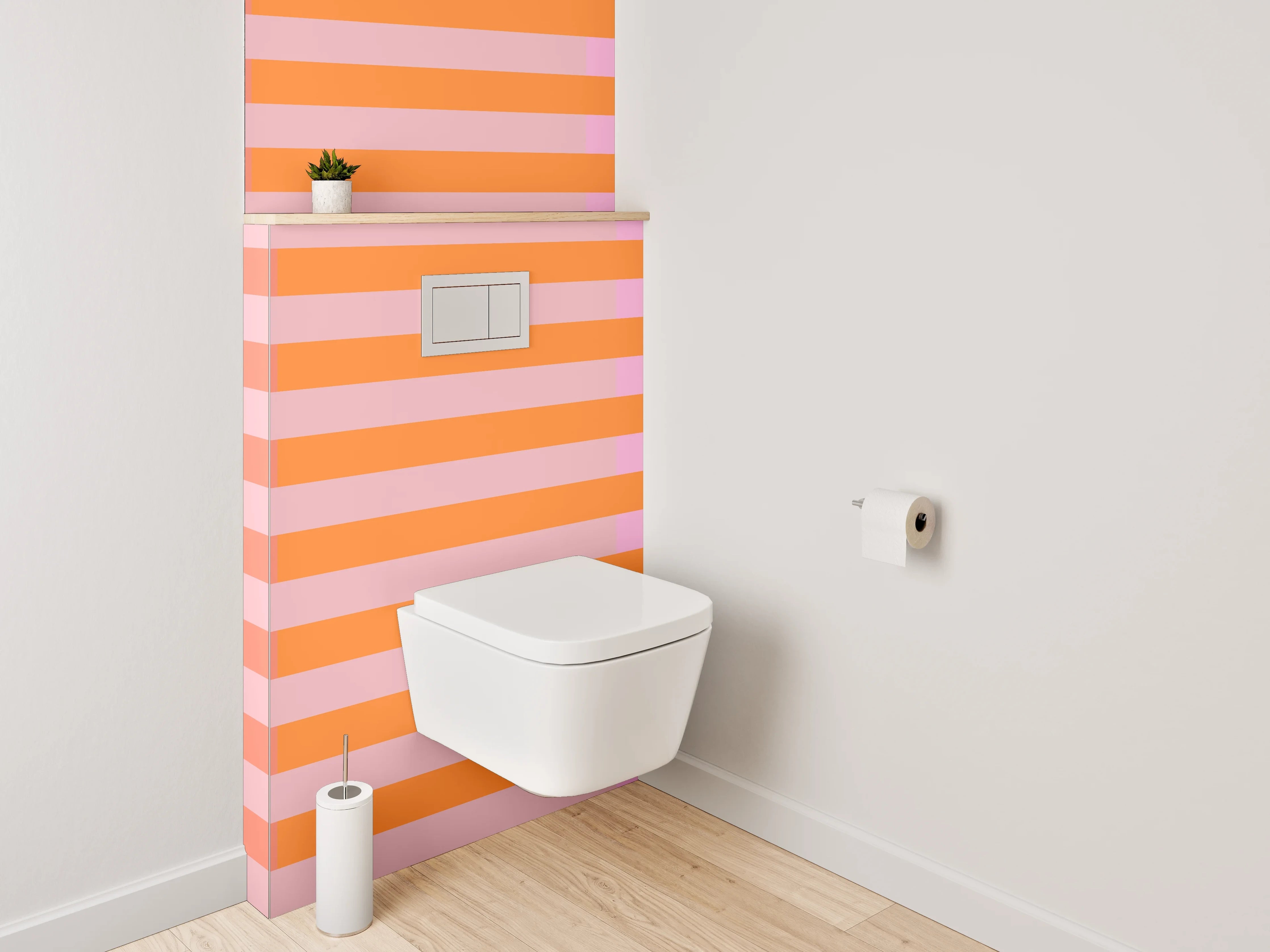 WC-Rückwand - Abstrakte Streifen Orange Rosa Minimal