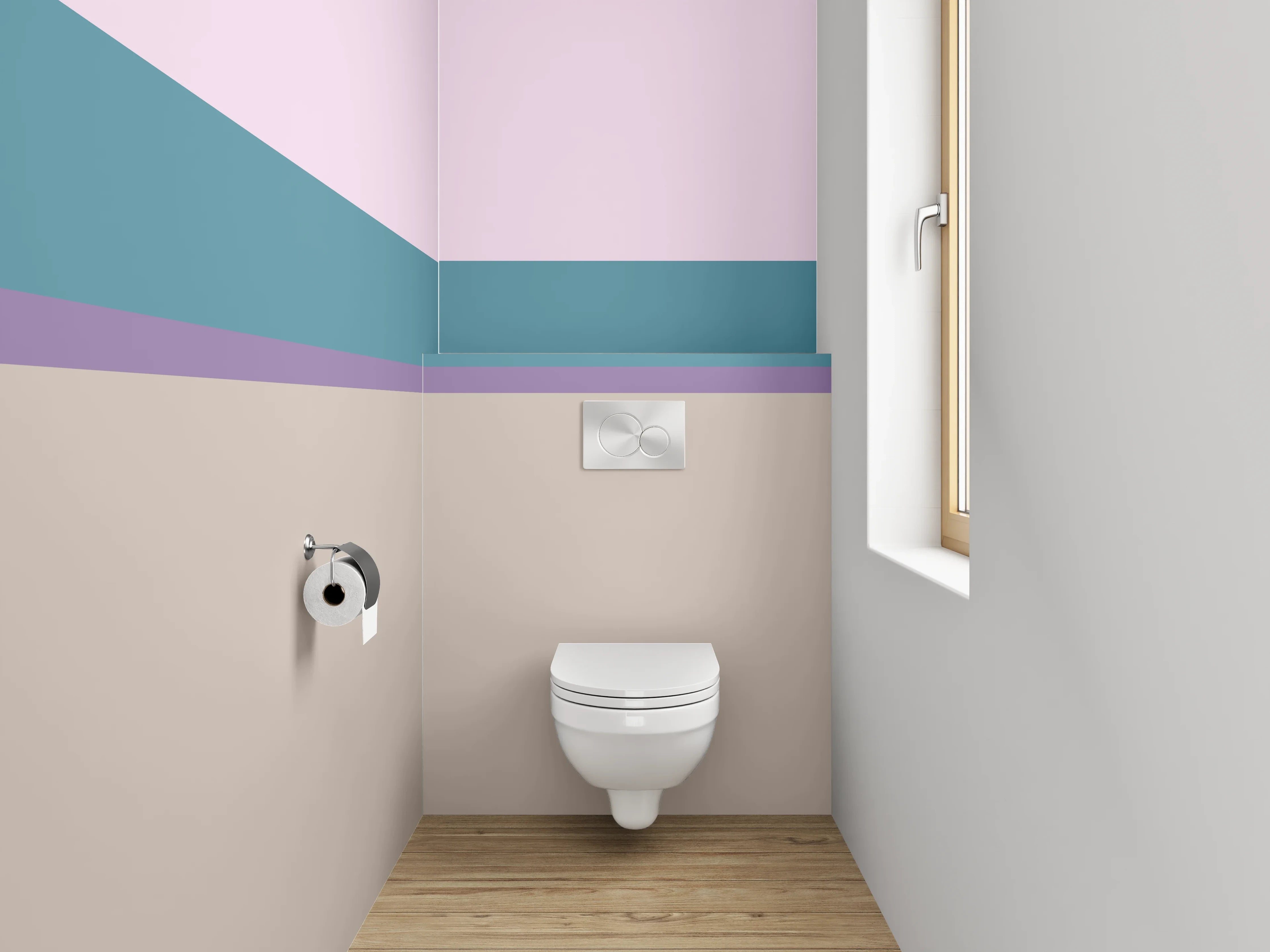 WC-Rückwand - Abstrakte Streifen Pastell Look