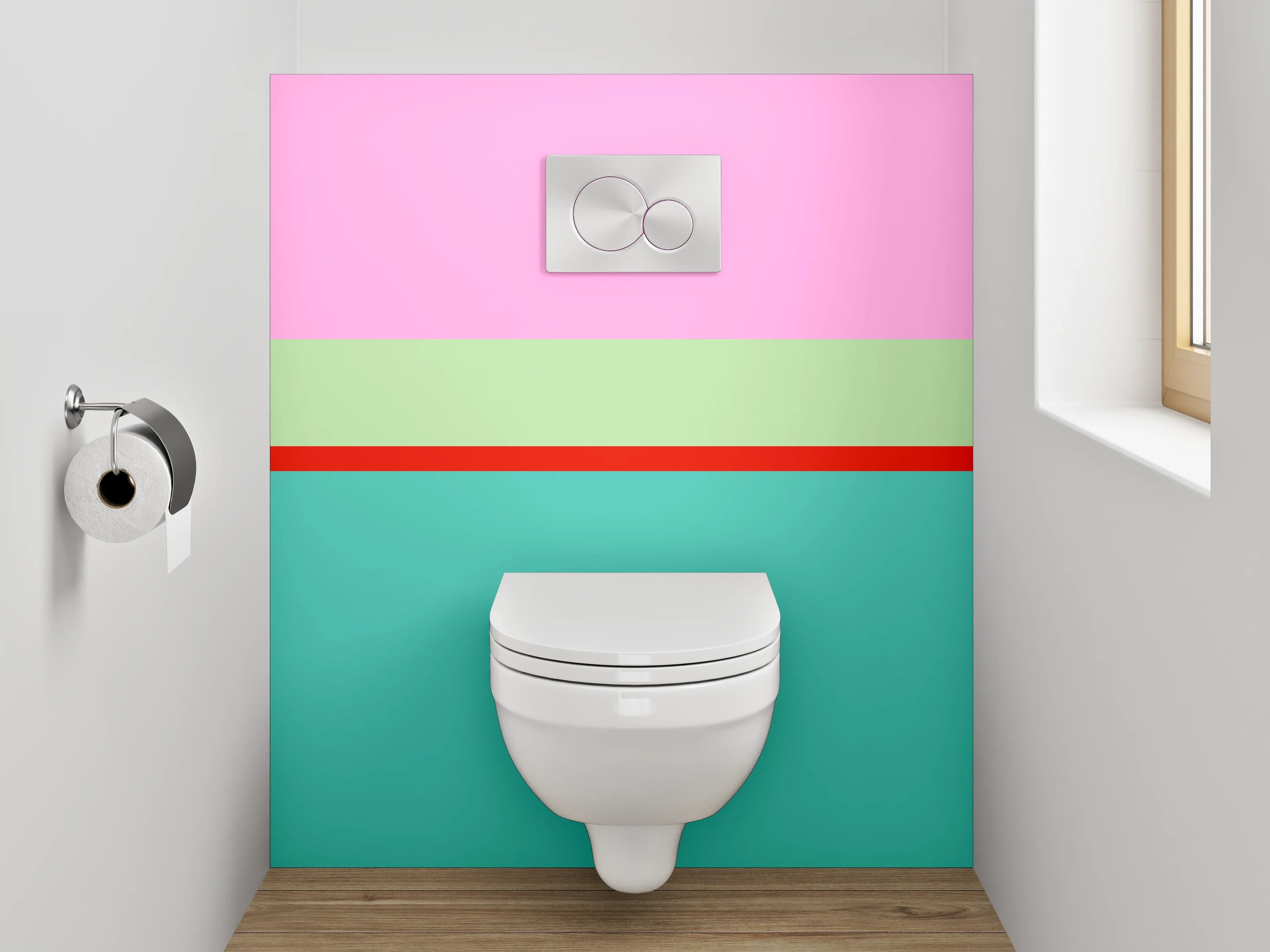 WC-Rückwand - Abstrakte Streifen Pastell Türkis Rosa
