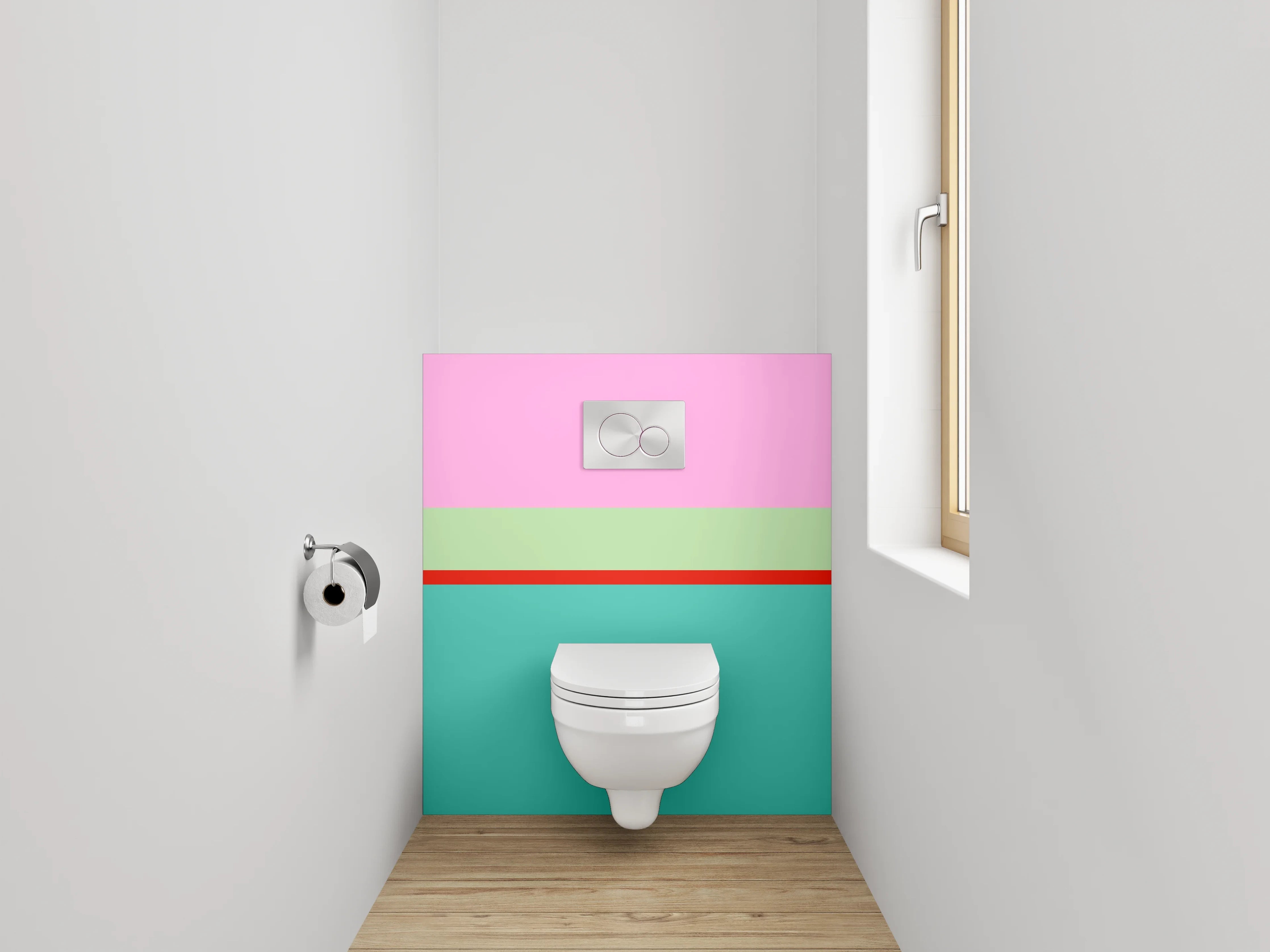 WC-Rückwand - Abstrakte Streifen Pastell Türkis Rosa