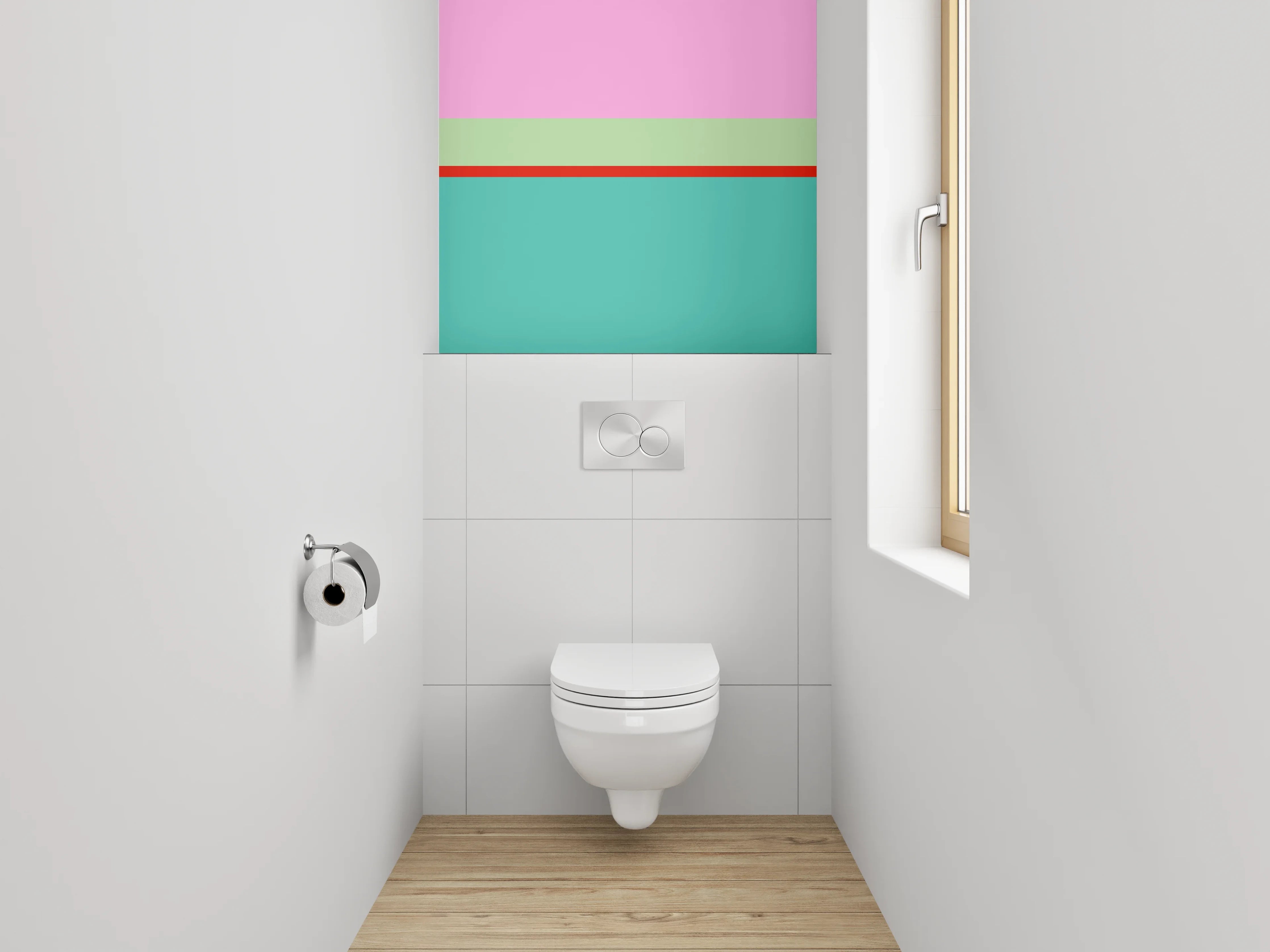 WC-Rückwand - Abstrakte Streifen Pastell Türkis Rosa