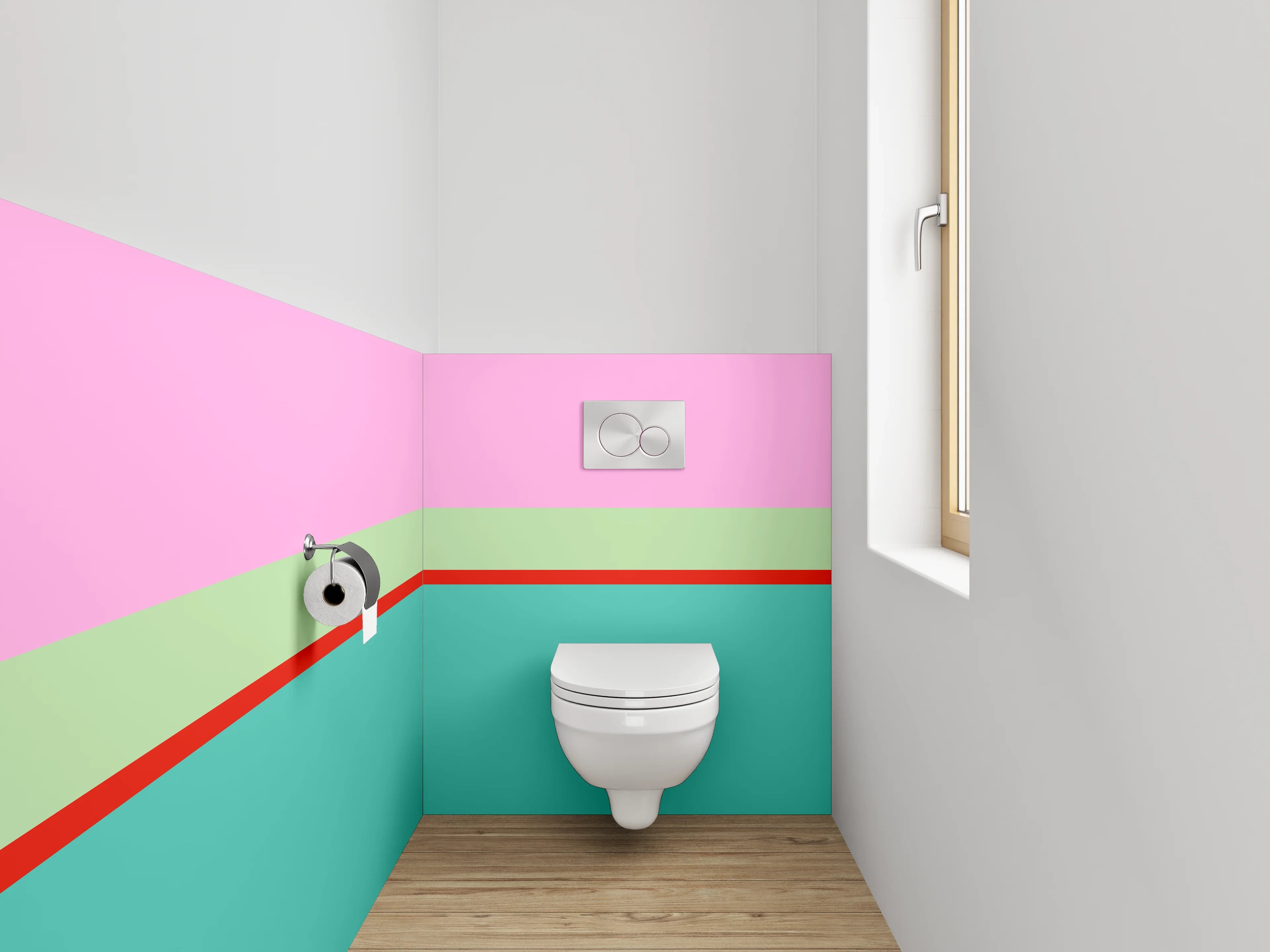 WC-Rückwand - Abstrakte Streifen Pastell Türkis Rosa