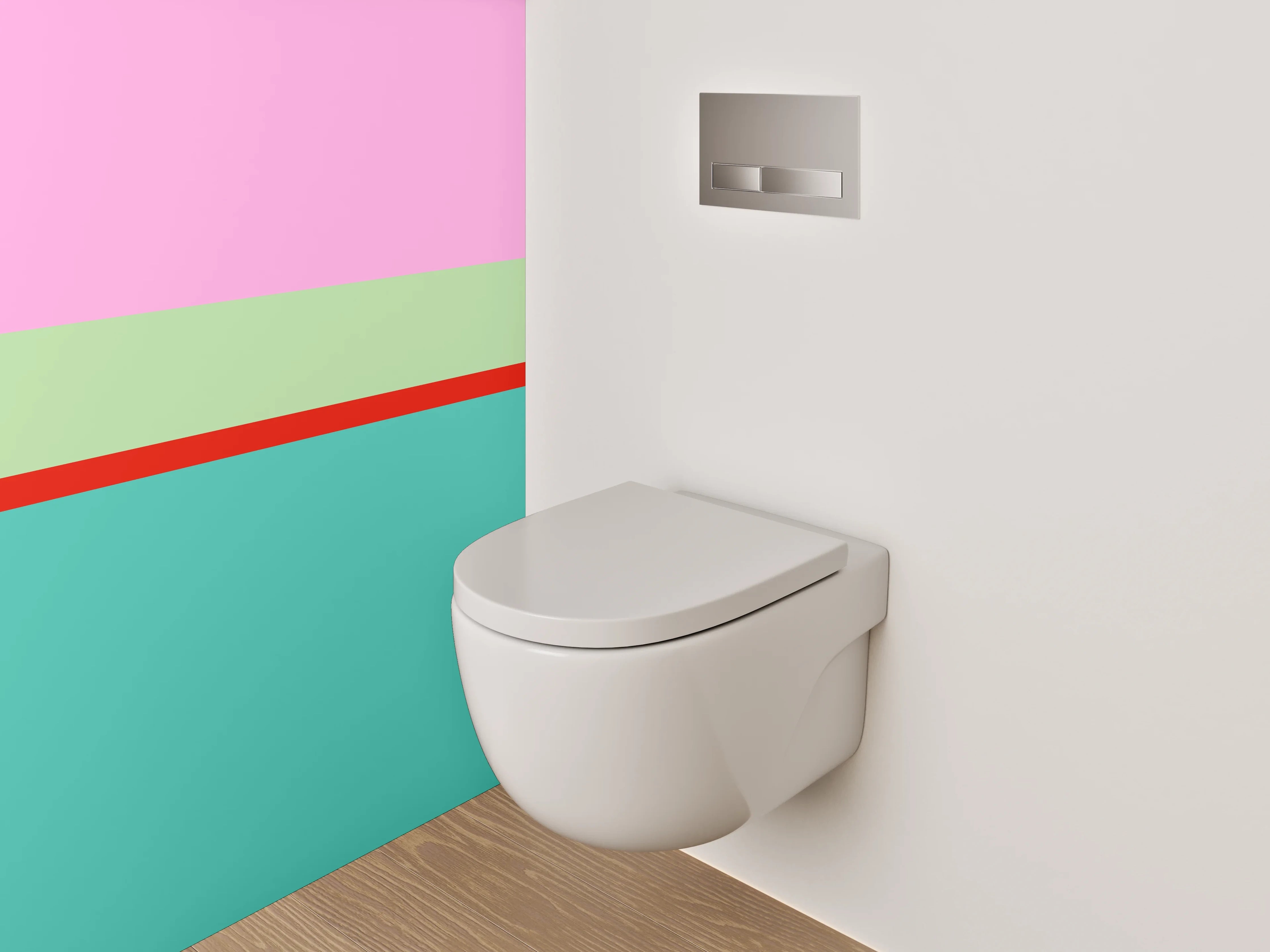 WC-Rückwand - Abstrakte Streifen Pastell Türkis Rosa