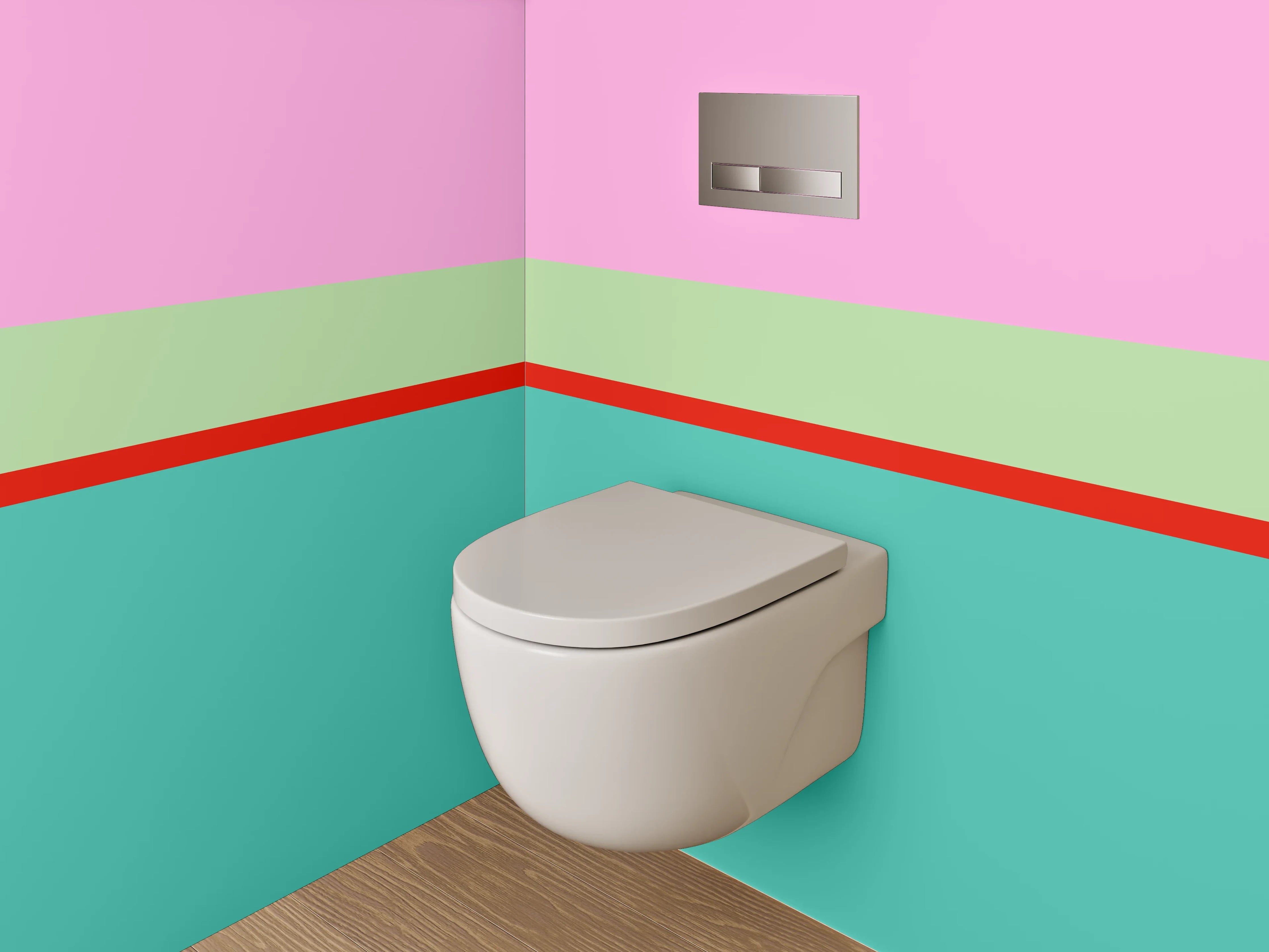 WC-Rückwand - Abstrakte Streifen Pastell Türkis Rosa