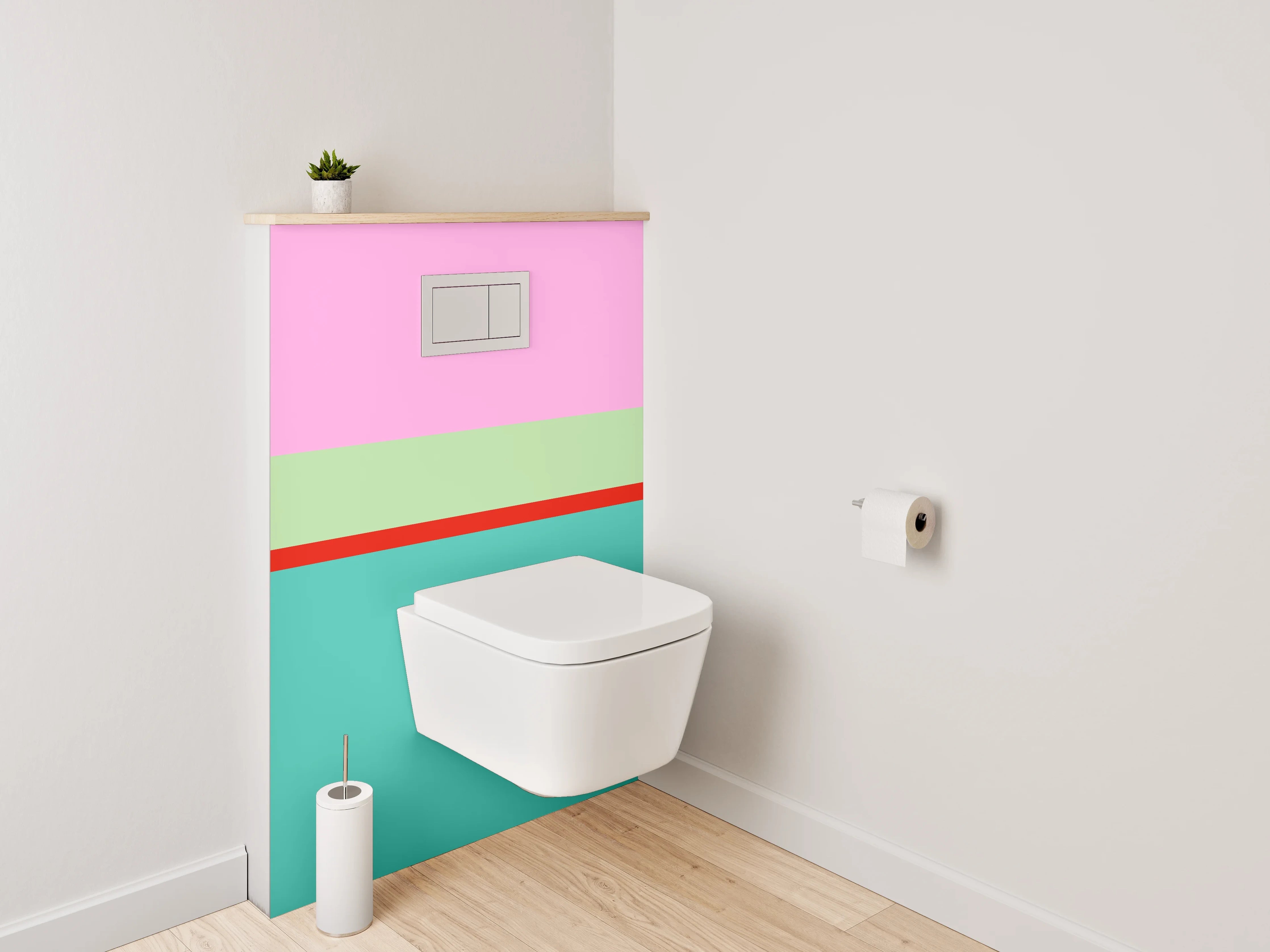 WC-Rückwand - Abstrakte Streifen Pastell Türkis Rosa