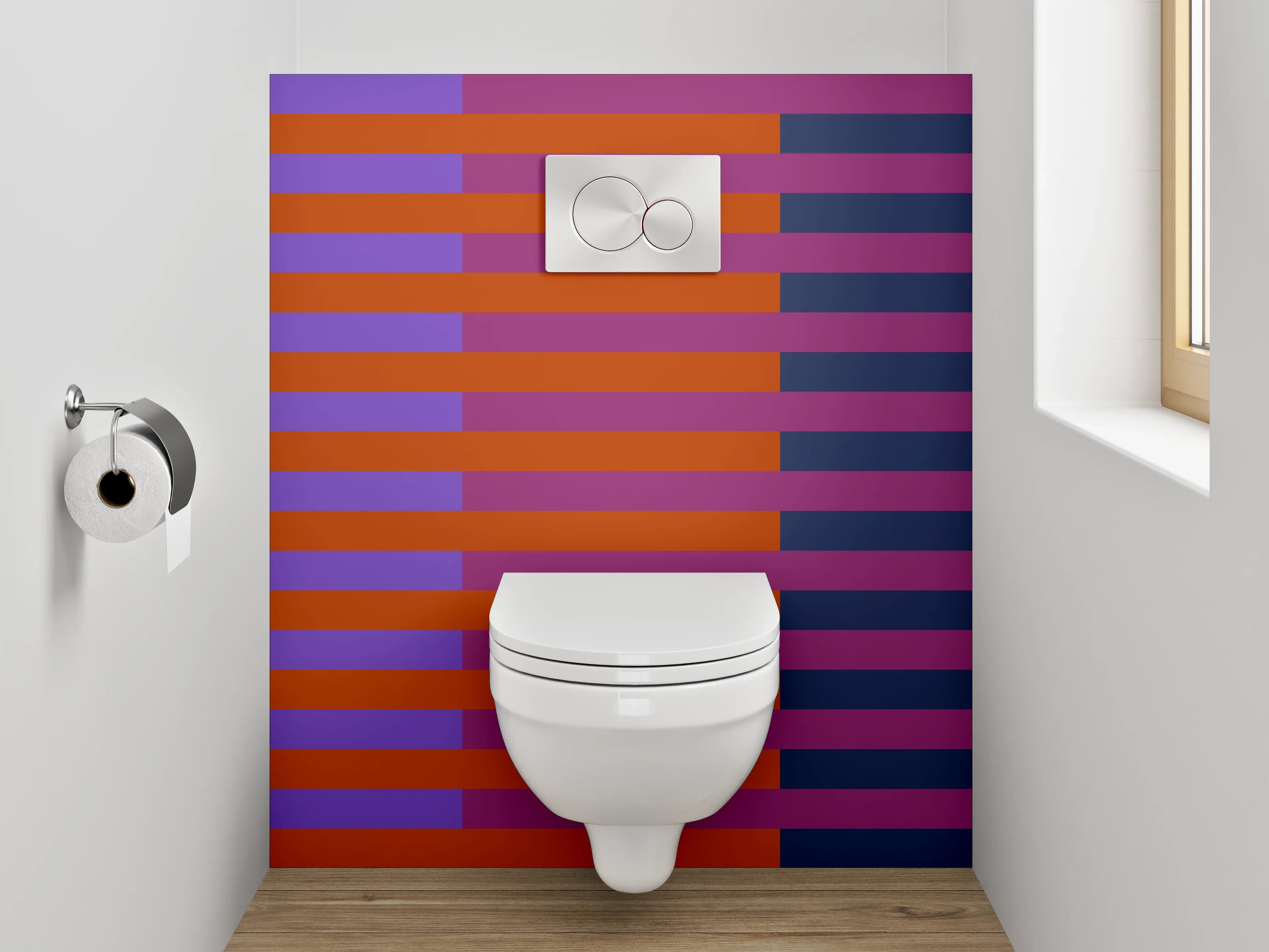 WC-Rückwand - Abstrakte Streifen Rot Blau Lila