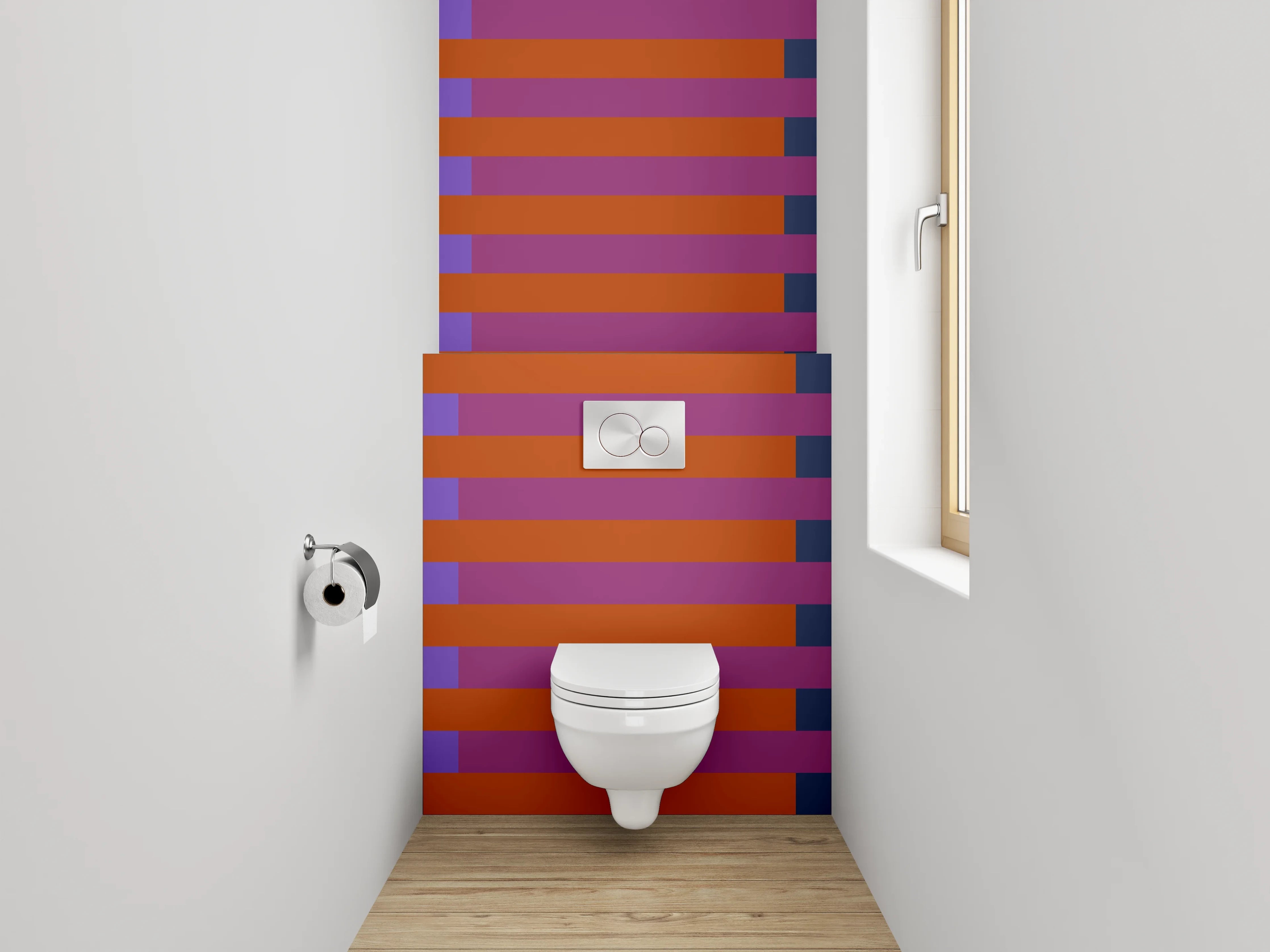 WC-Rückwand - Abstrakte Streifen Rot Blau Lila
