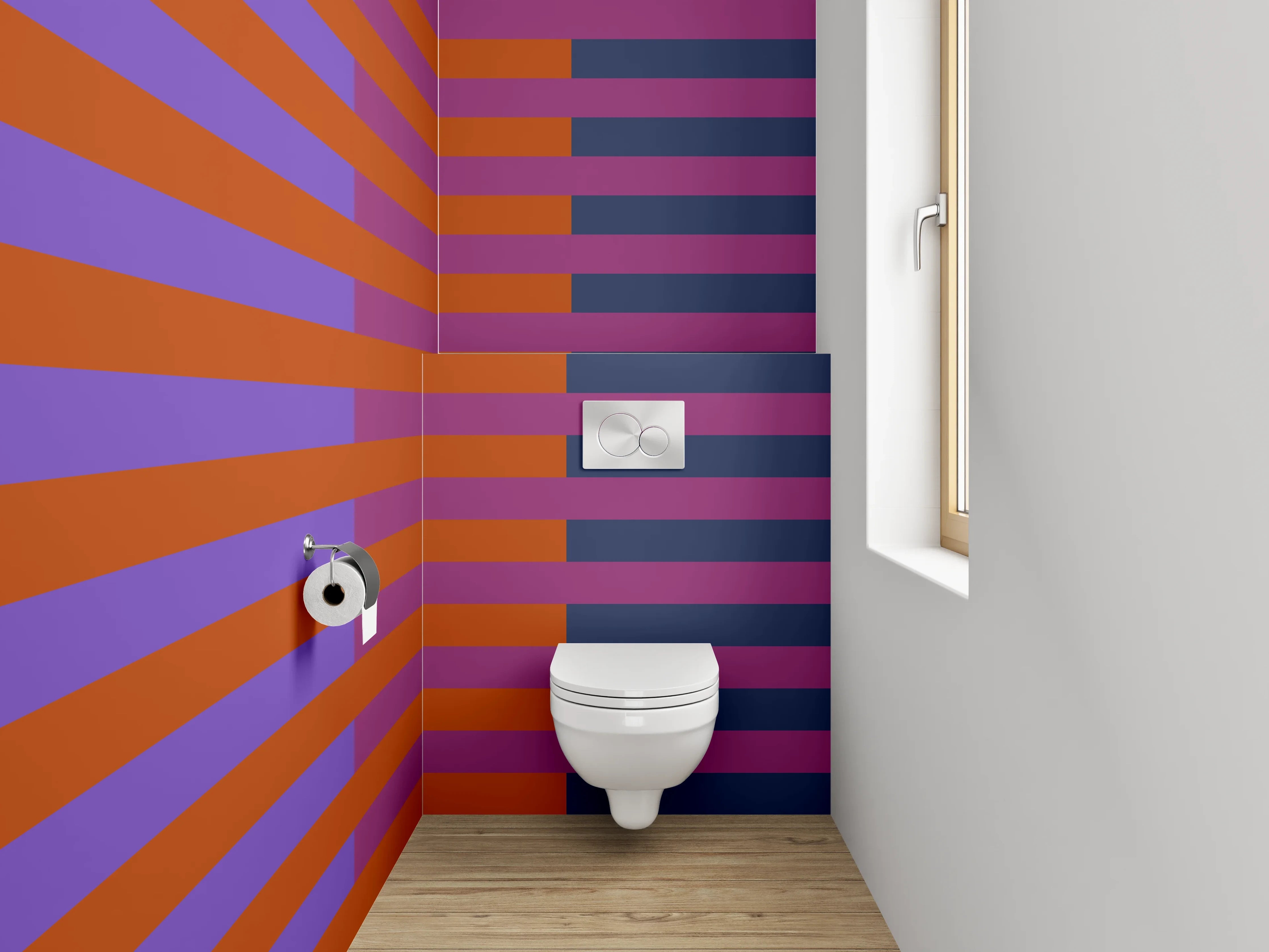 WC-Rückwand - Abstrakte Streifen Rot Blau Lila
