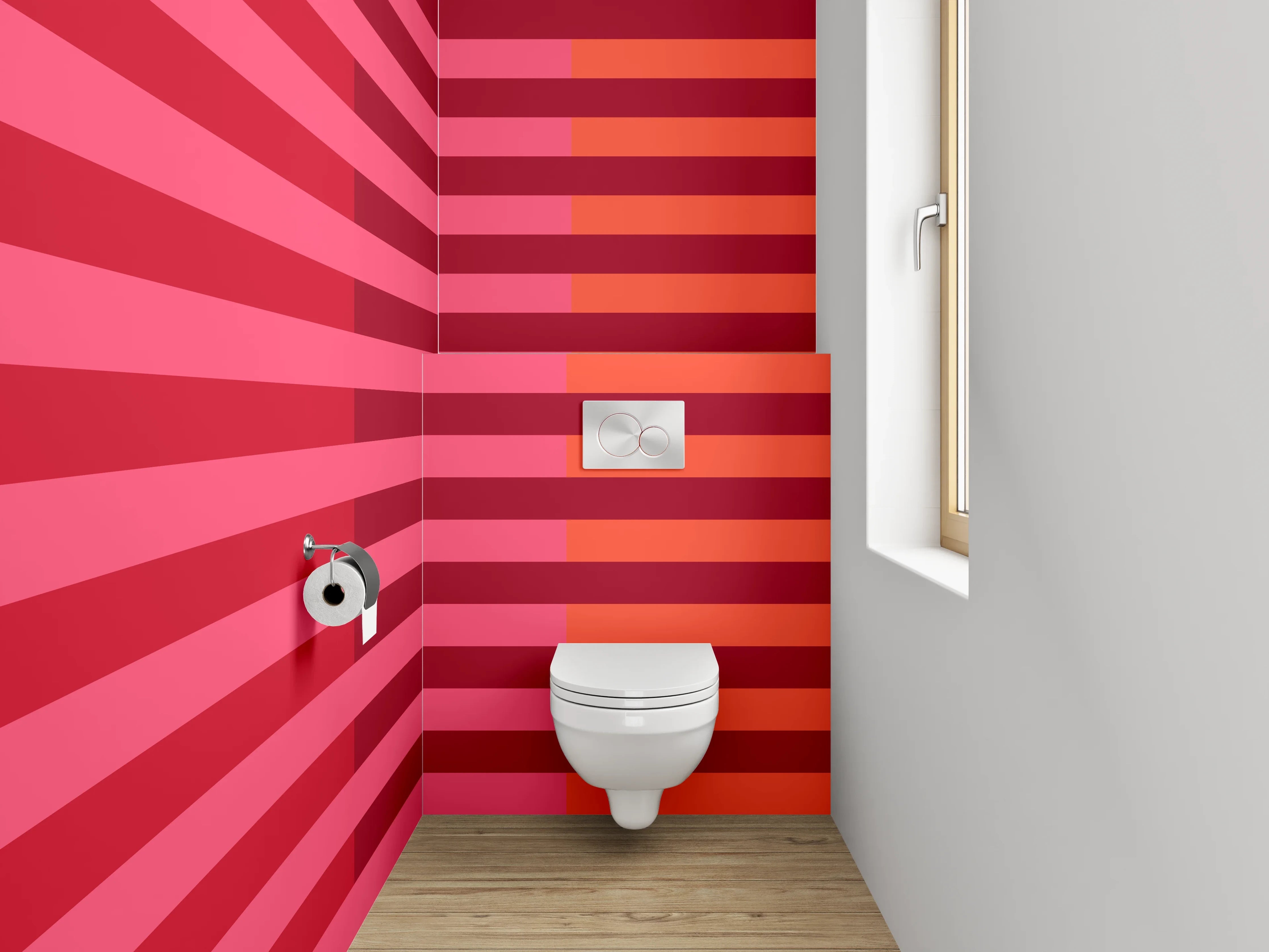 WC-Rückwand - Abstrakte Streifen Rot Orange Pink