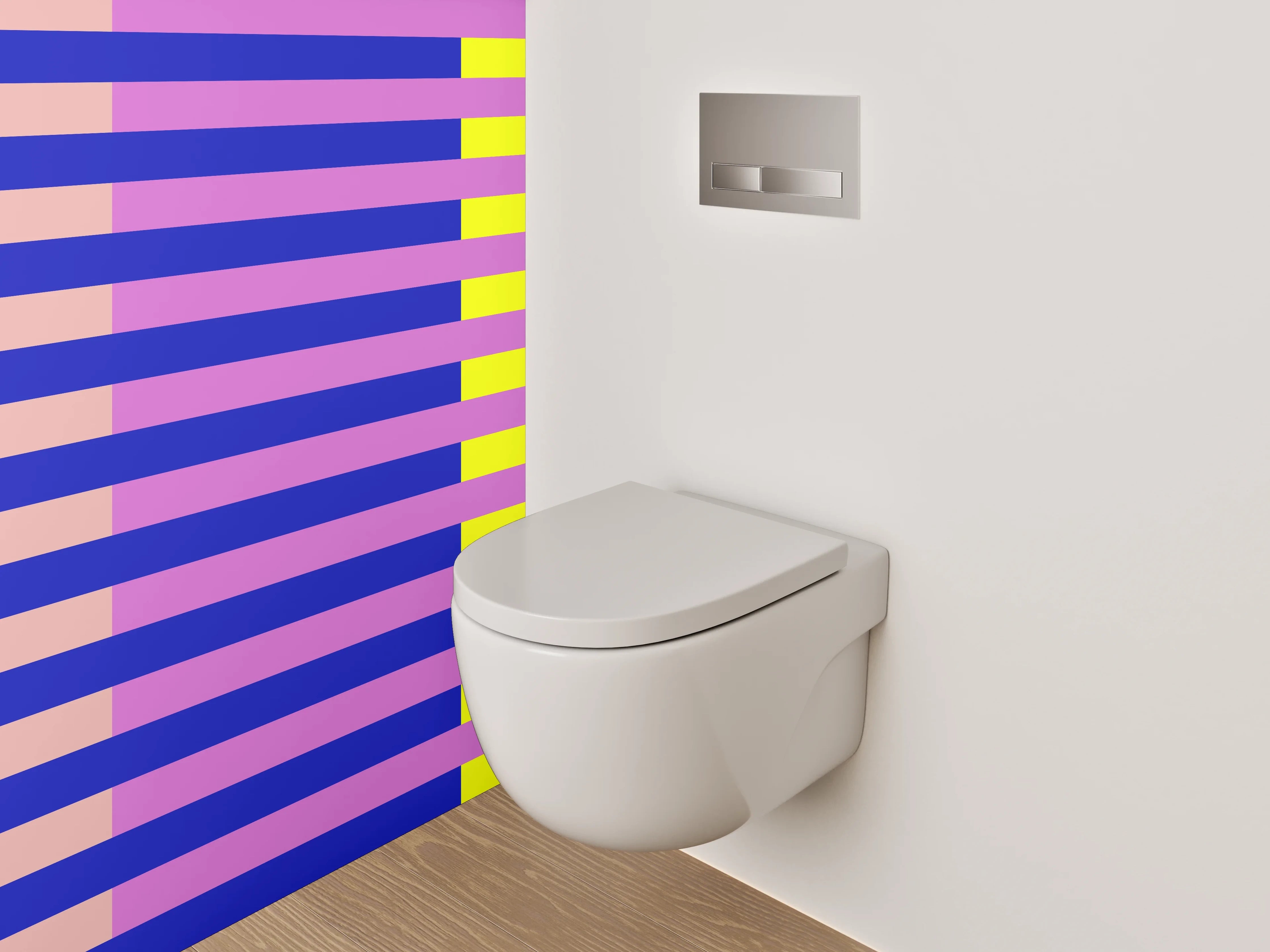 WC-Rückwand - Abstrakte Streifen in Gelb und Blau