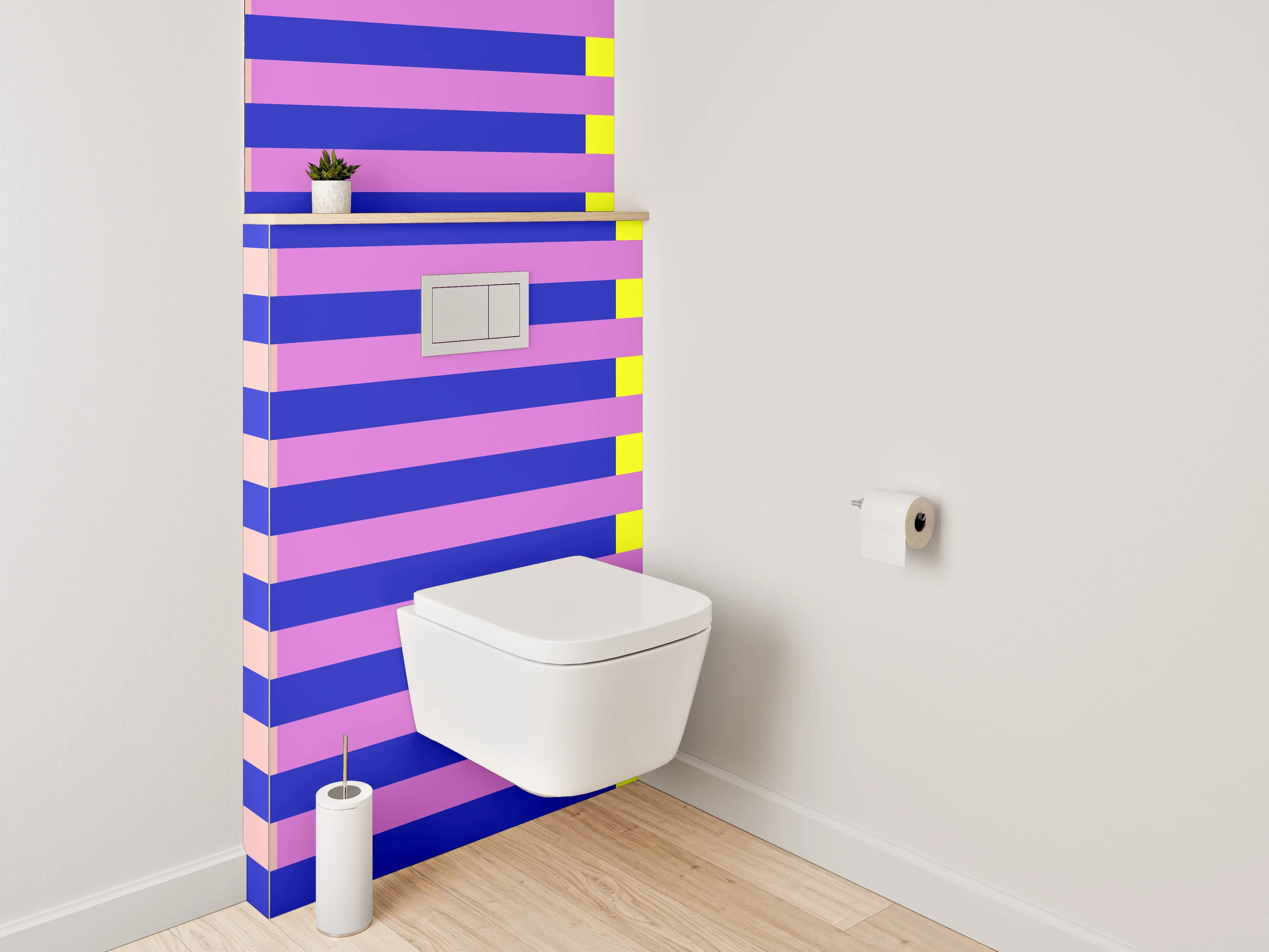 WC-Rückwand - Abstrakte Streifen in Gelb und Blau
