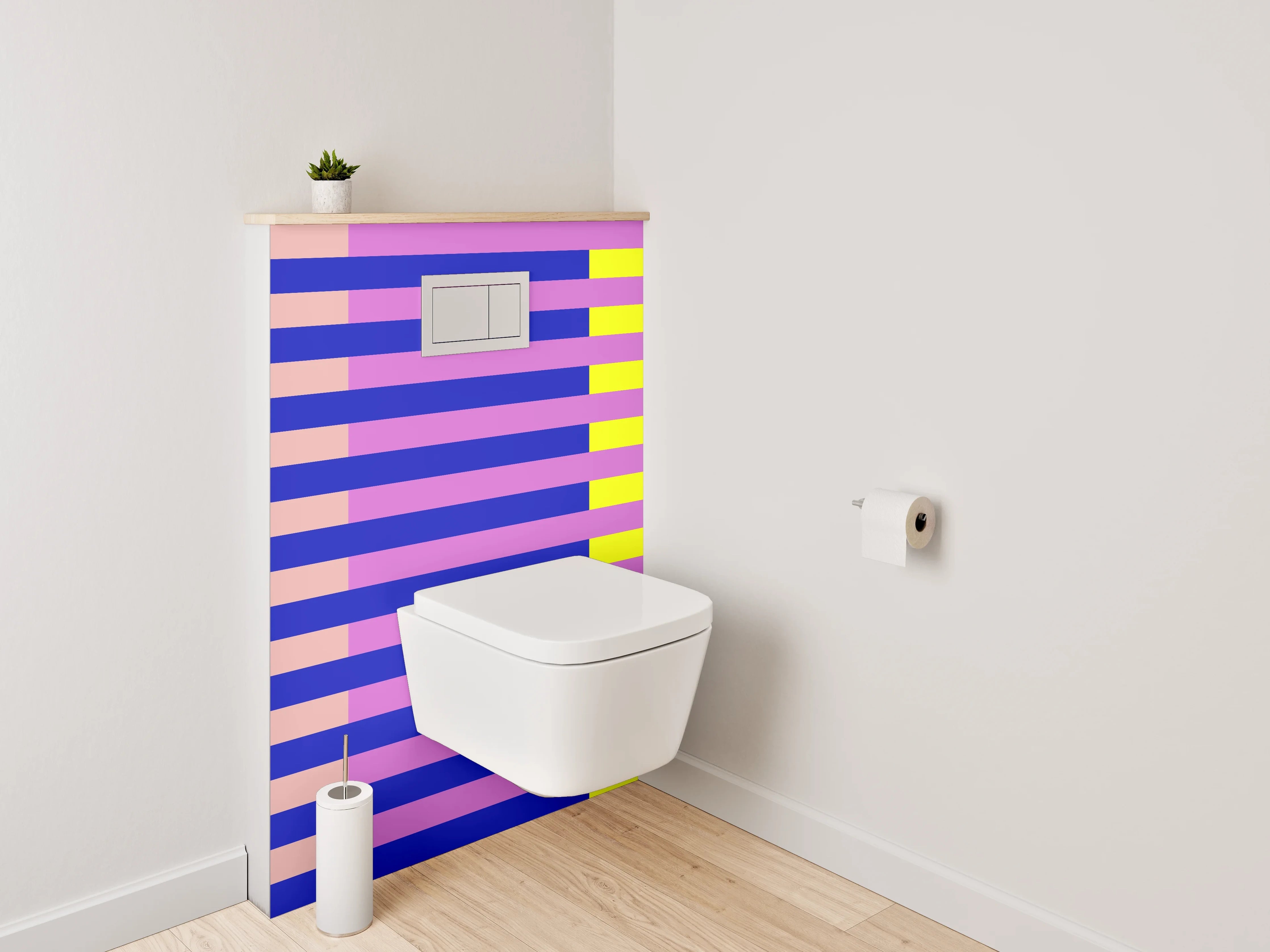 WC-Rückwand - Abstrakte Streifen in Gelb und Blau