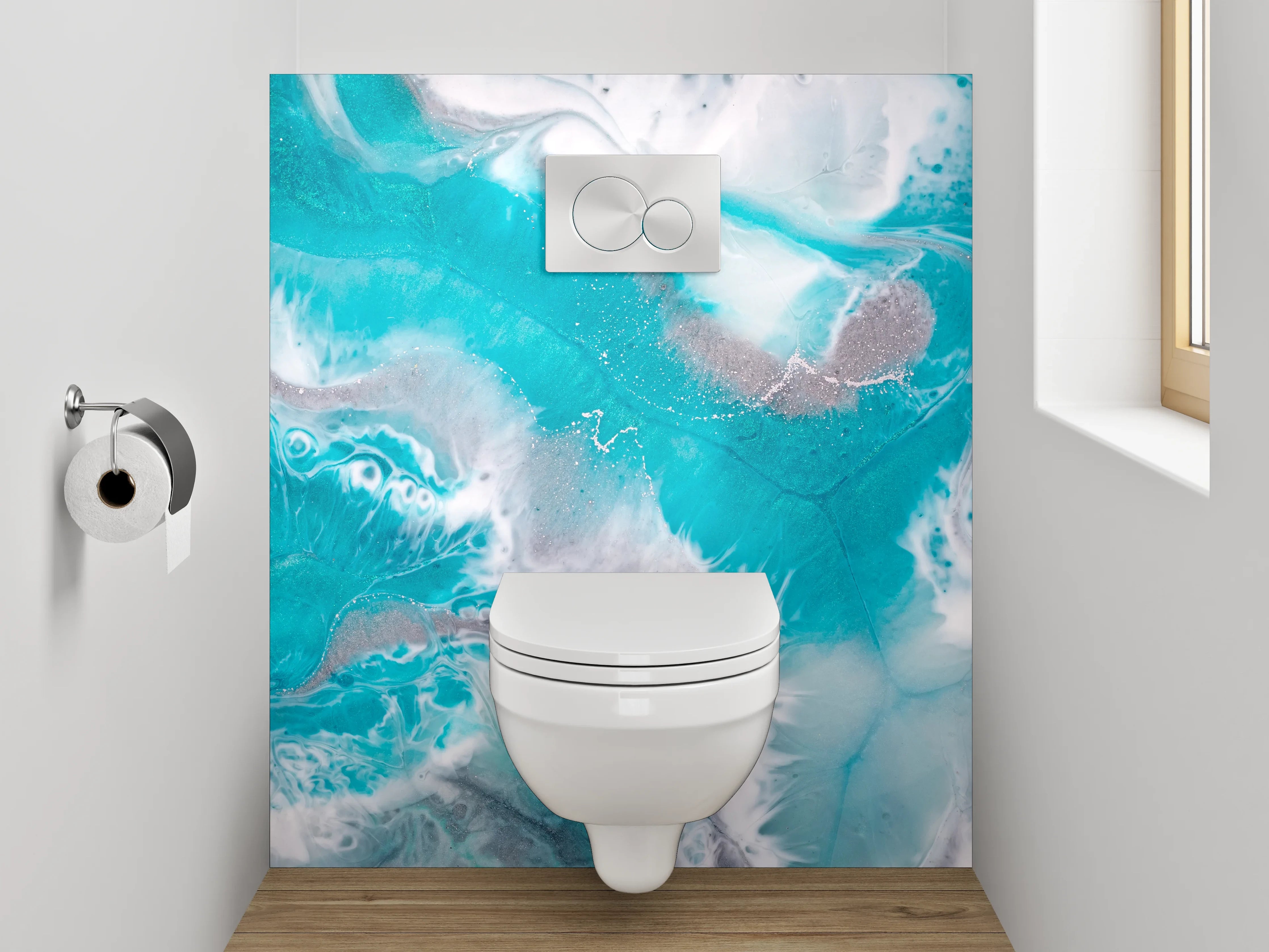 WC-Rückwand - Abstrakte Türkis Marmor Optik