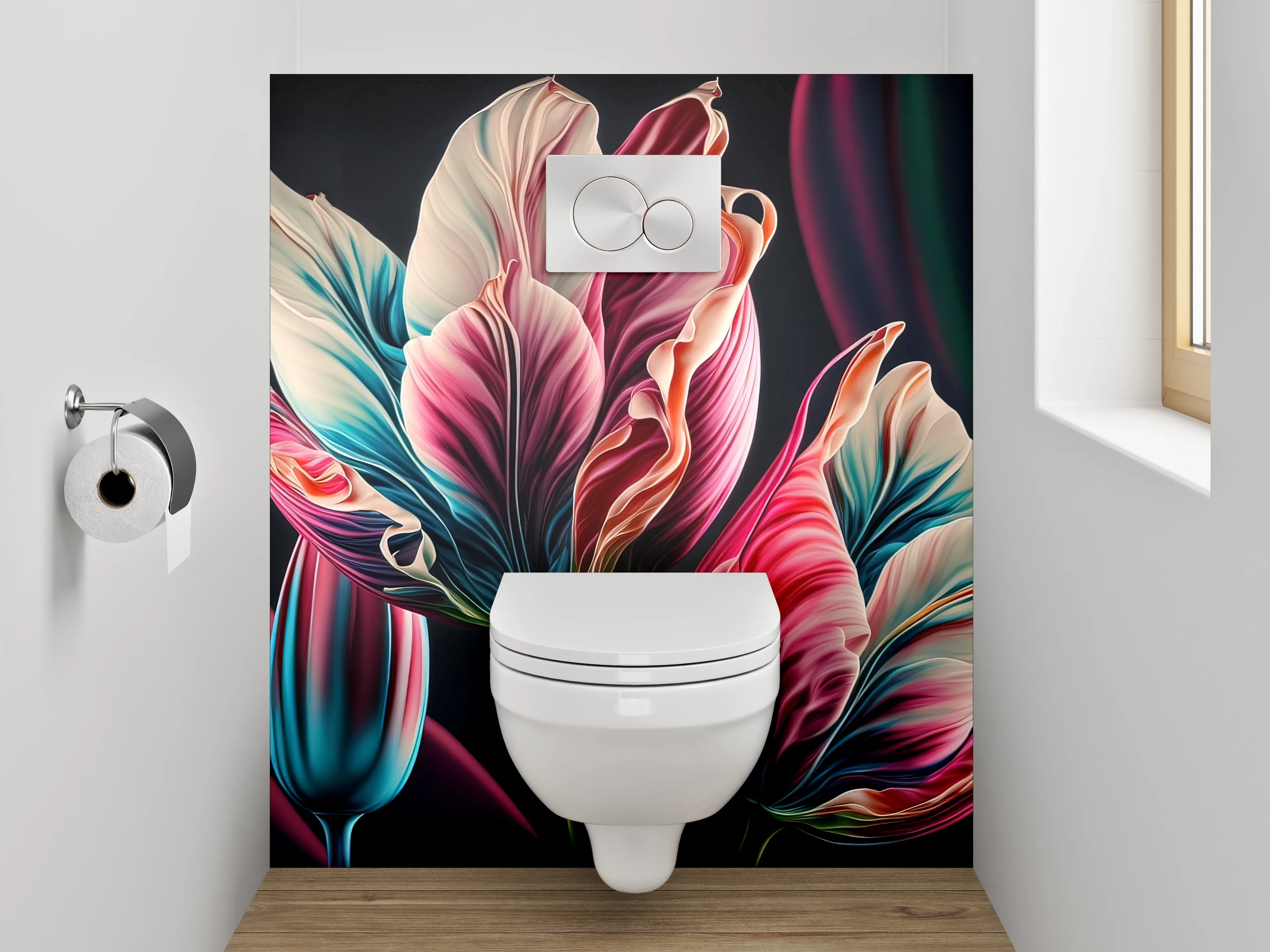 WC-Rückwand - Abstrakte Tulpen Blüten Kunst