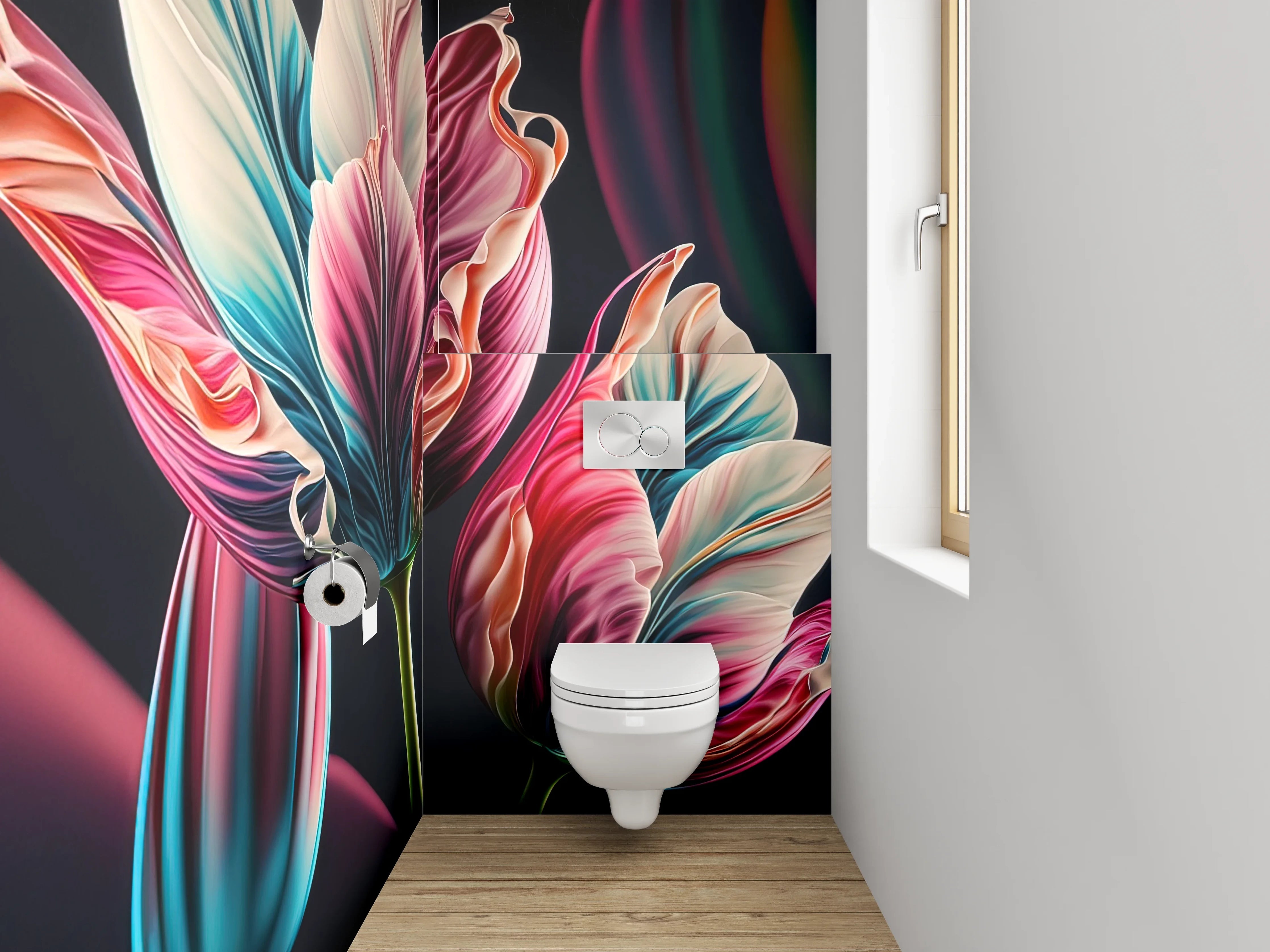 WC-Rückwand - Abstrakte Tulpen Blüten Kunst