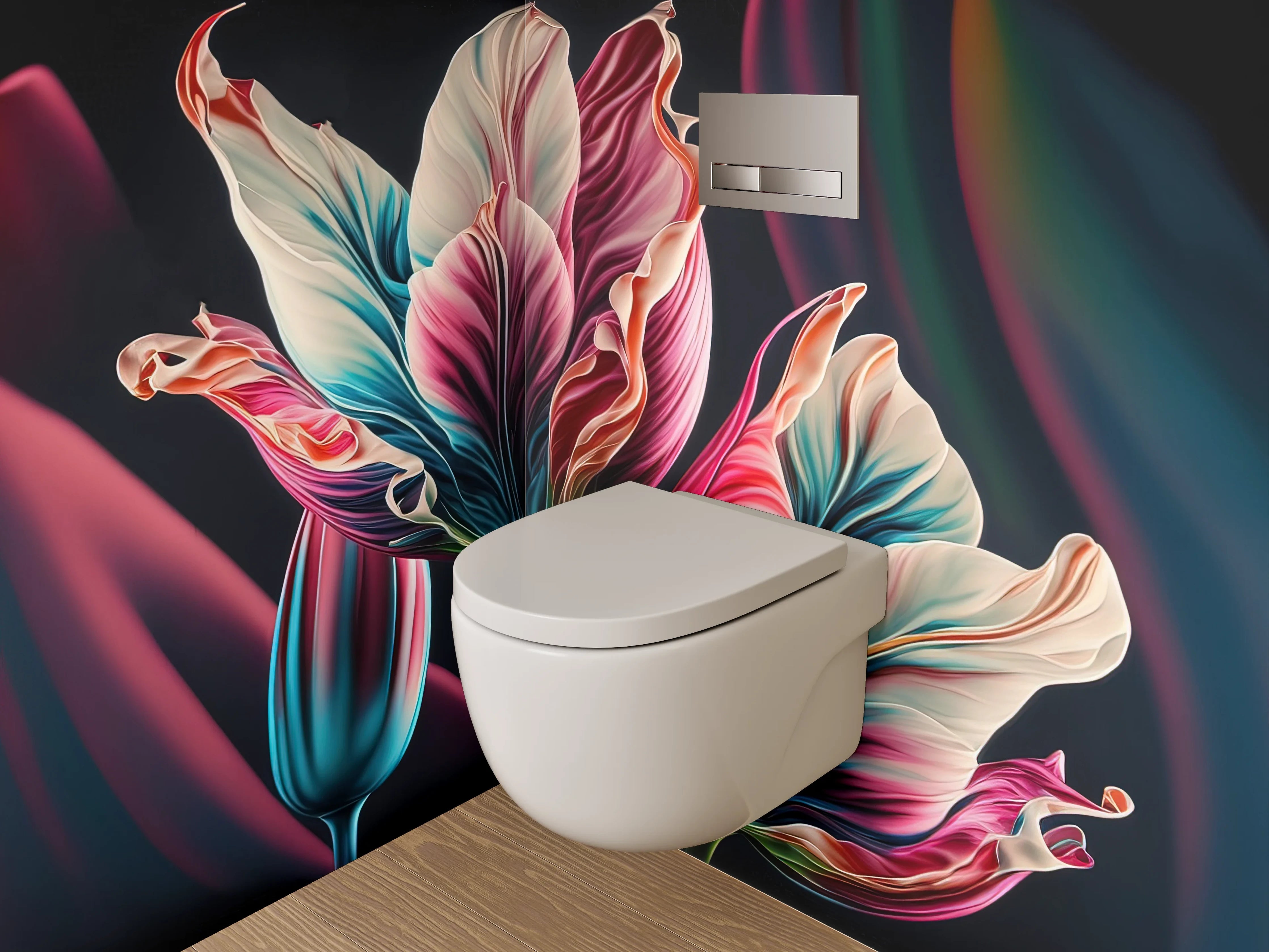 WC-Rückwand - Abstrakte Tulpen Blüten Kunst