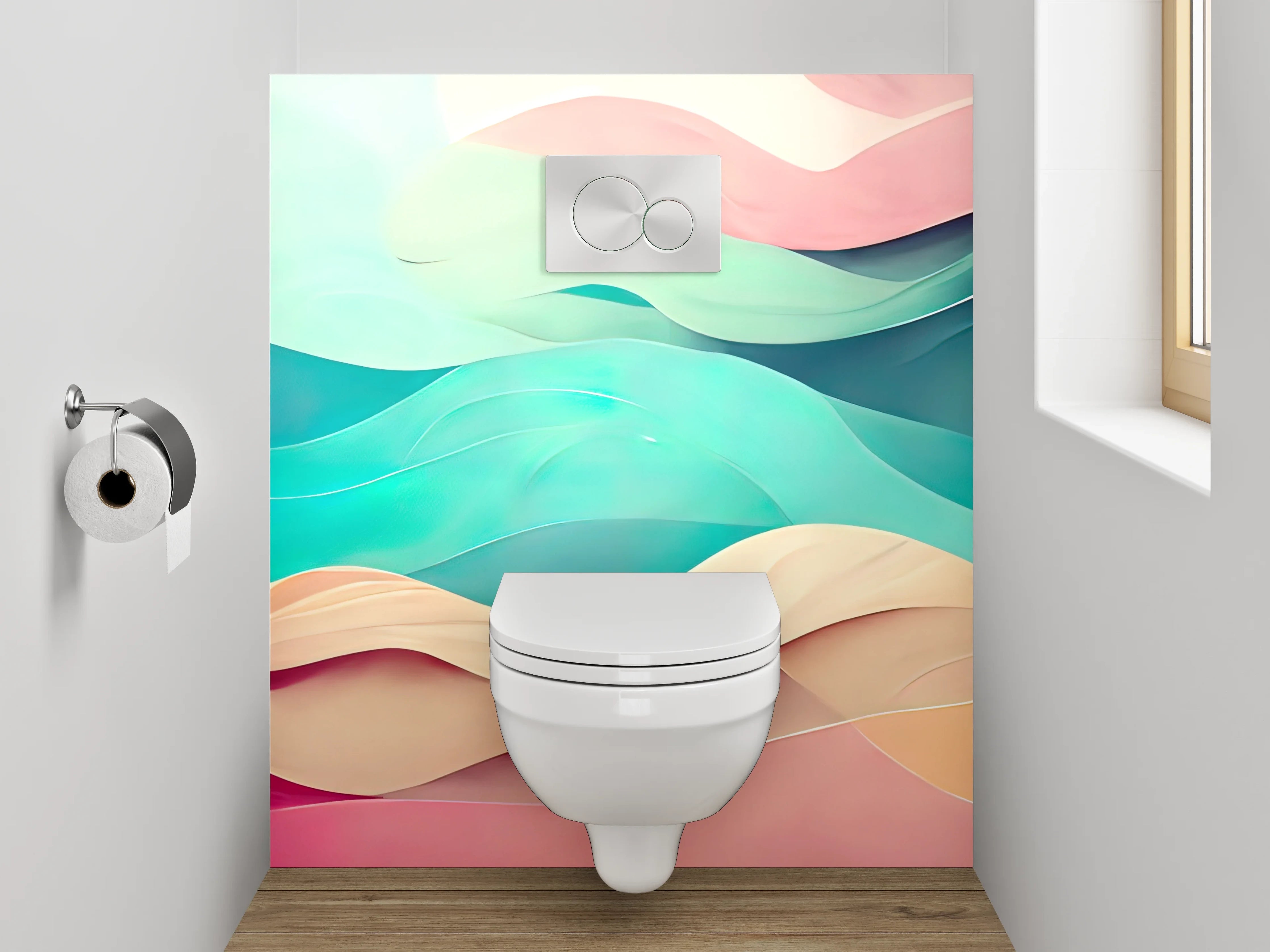 WC-Rückwand - Abstrakte Wellen Aquarell Farben