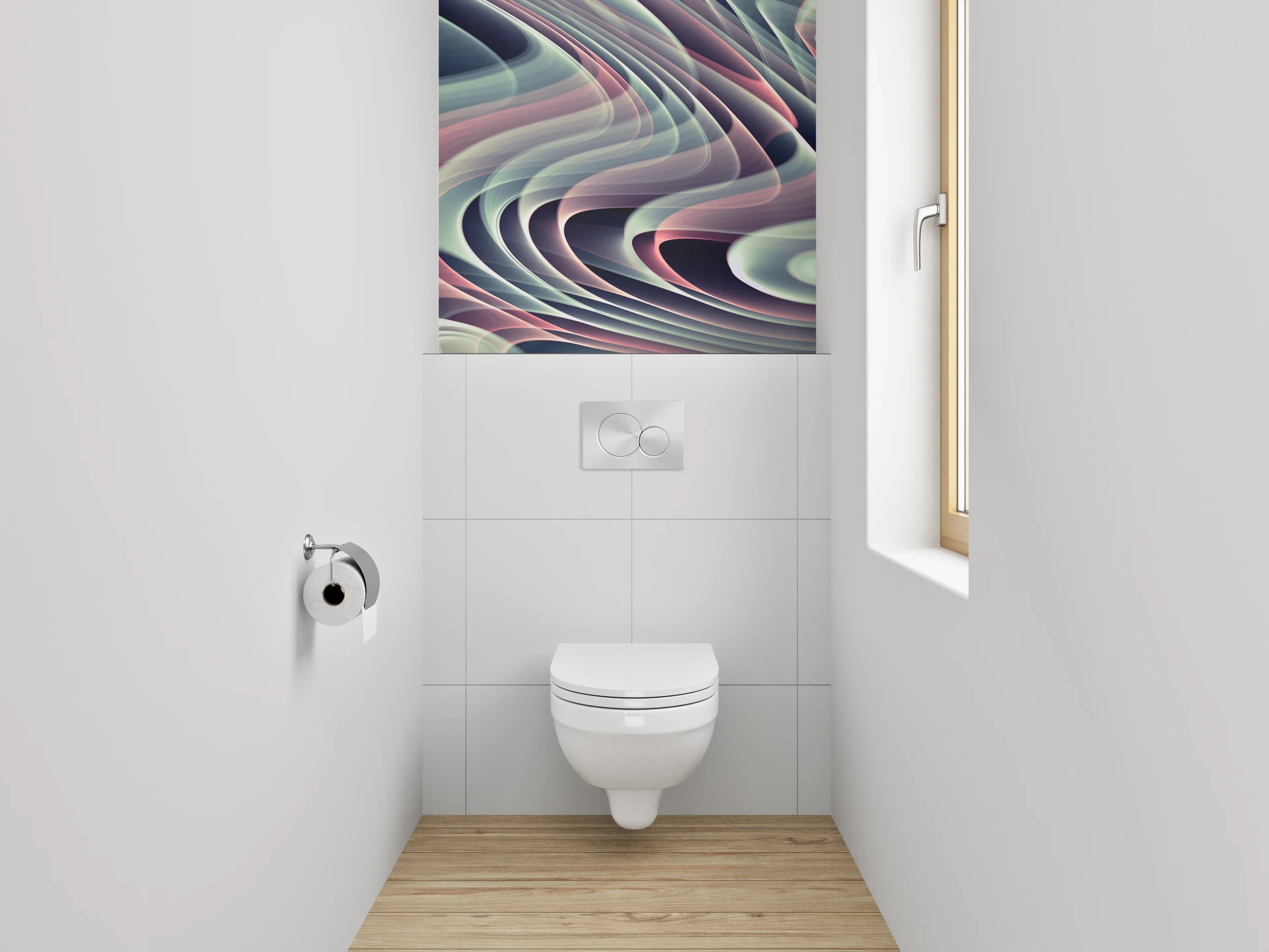 WC-Rückwand - Abstrakte Wellen Pastell Kunst