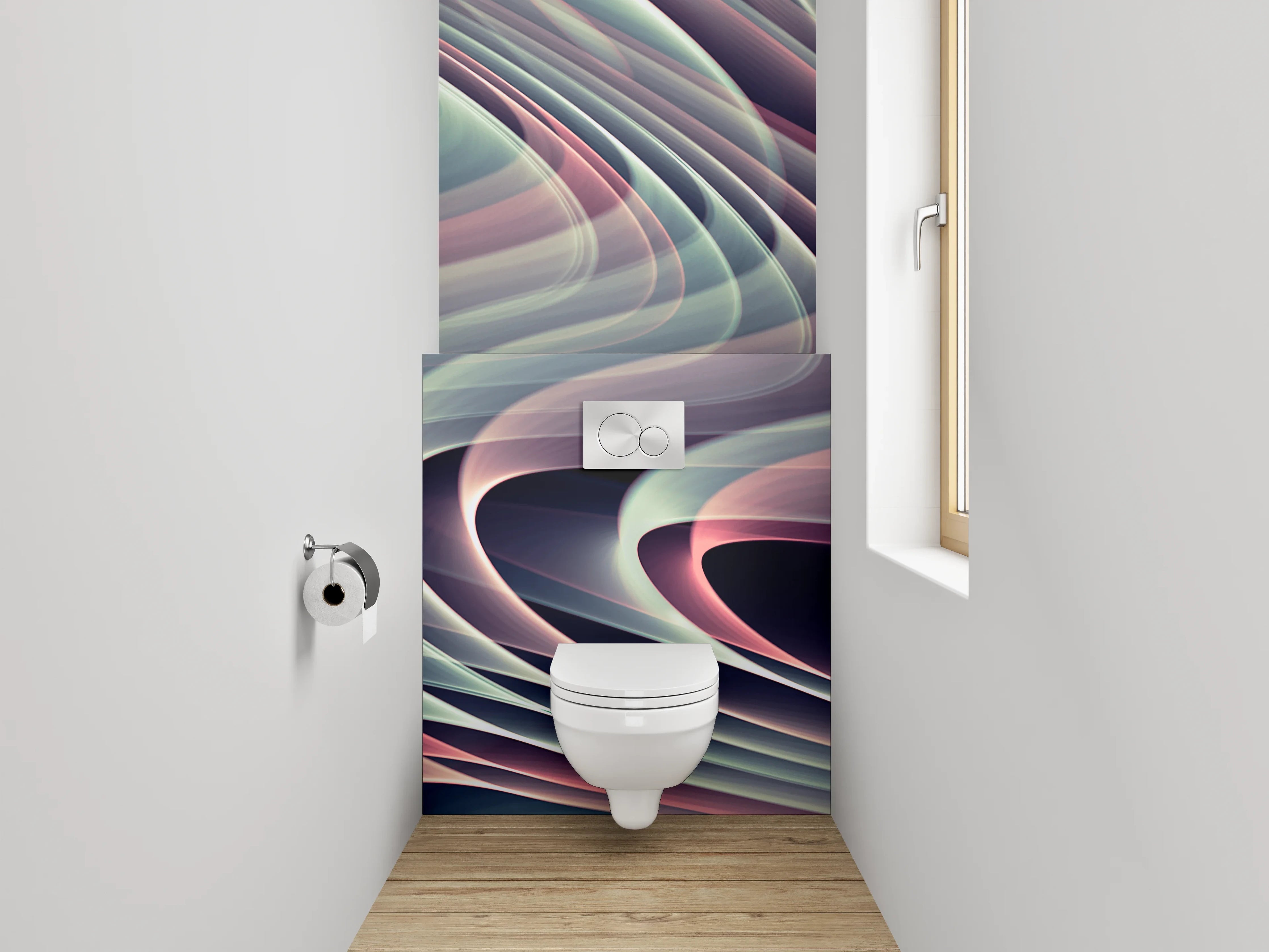 WC-Rückwand - Abstrakte Wellen Pastell Kunst