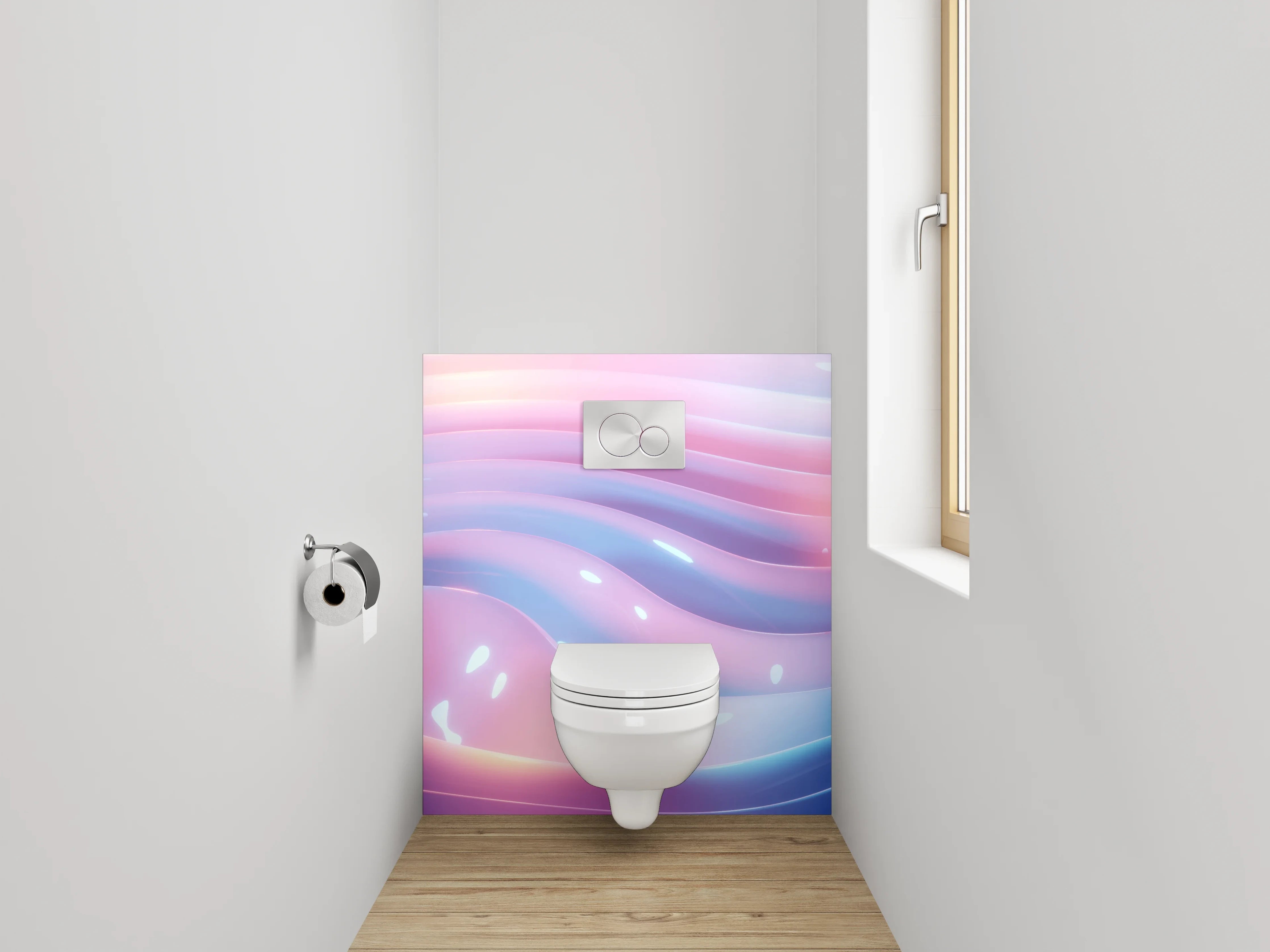 WC-Rückwand - Abstrakte Wellen in Pastelloptik