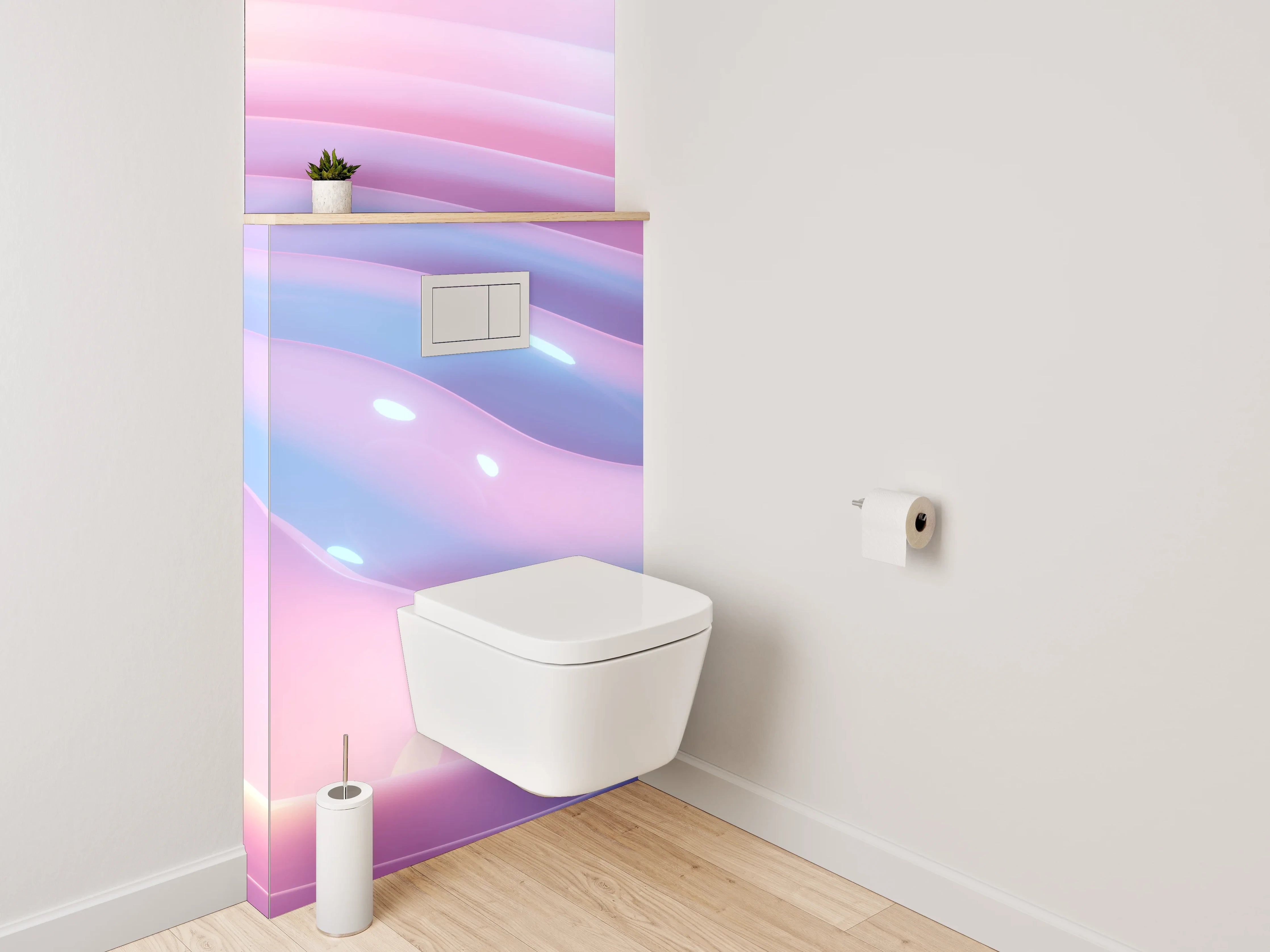 WC-Rückwand - Abstrakte Wellen in Pastelloptik
