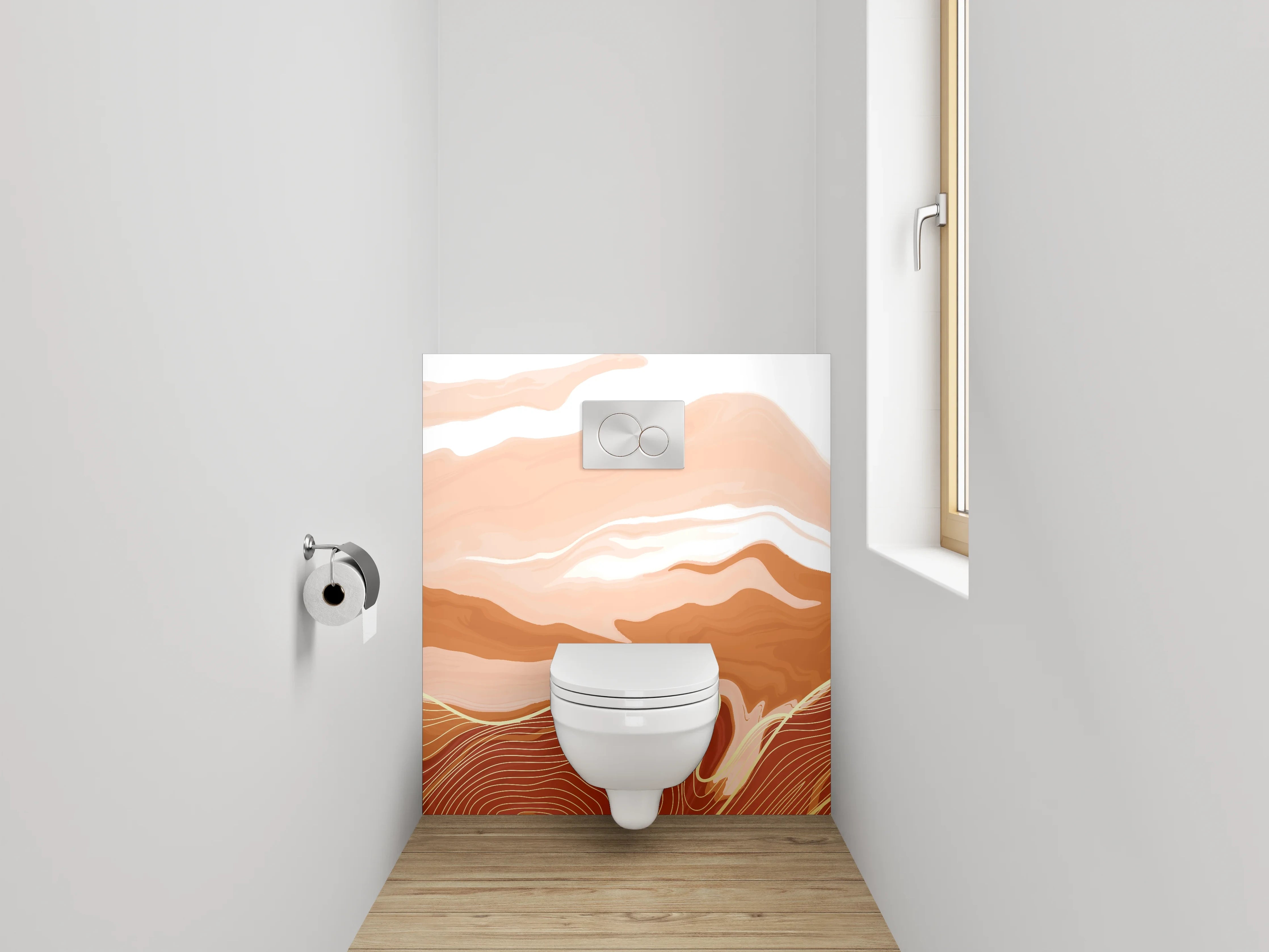 WC-Rückwand - Abstrakte Wüstenlandschaft in Erdtönen