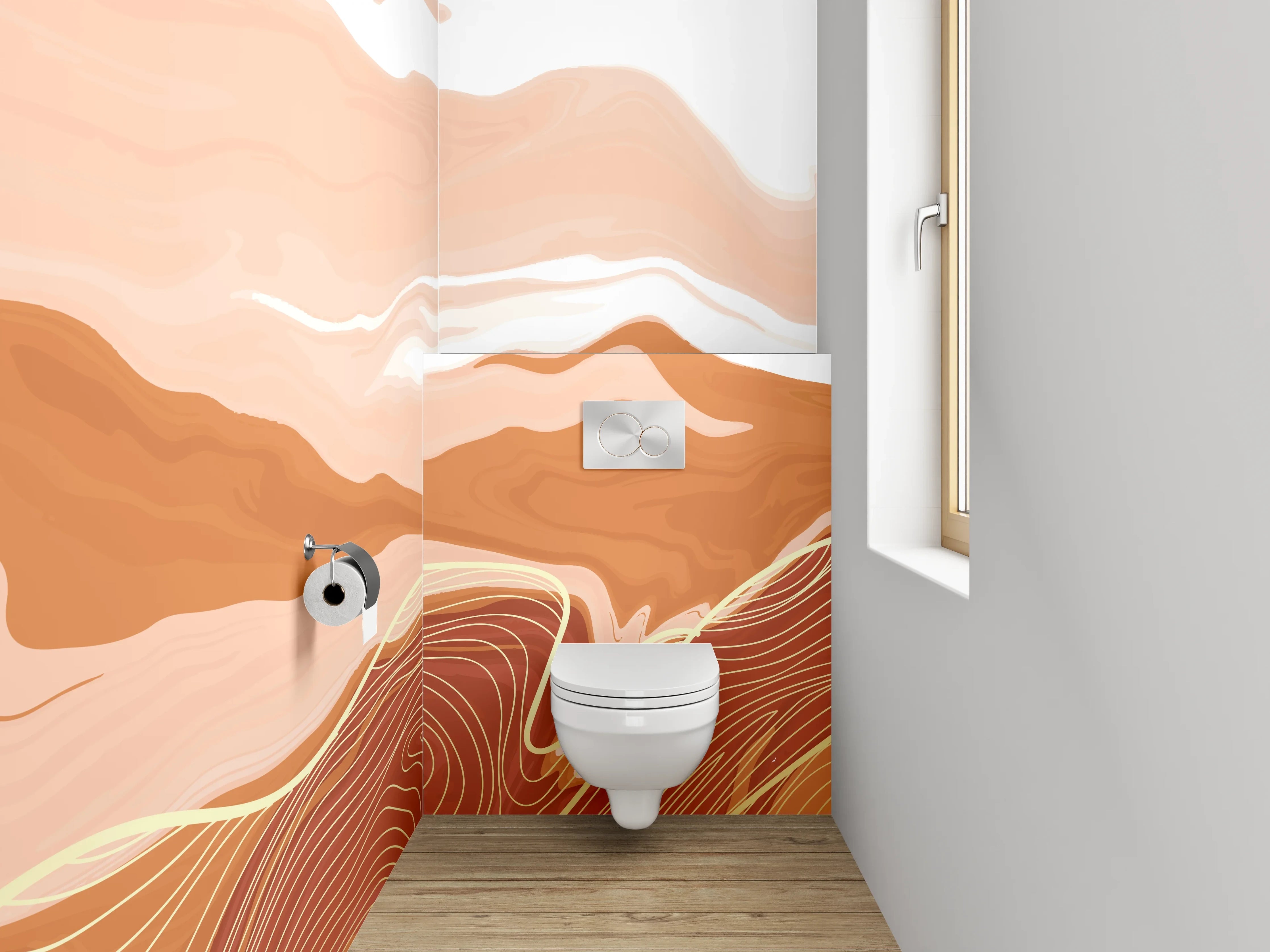 WC-Rückwand - Abstrakte Wüstenlandschaft in Erdtönen
