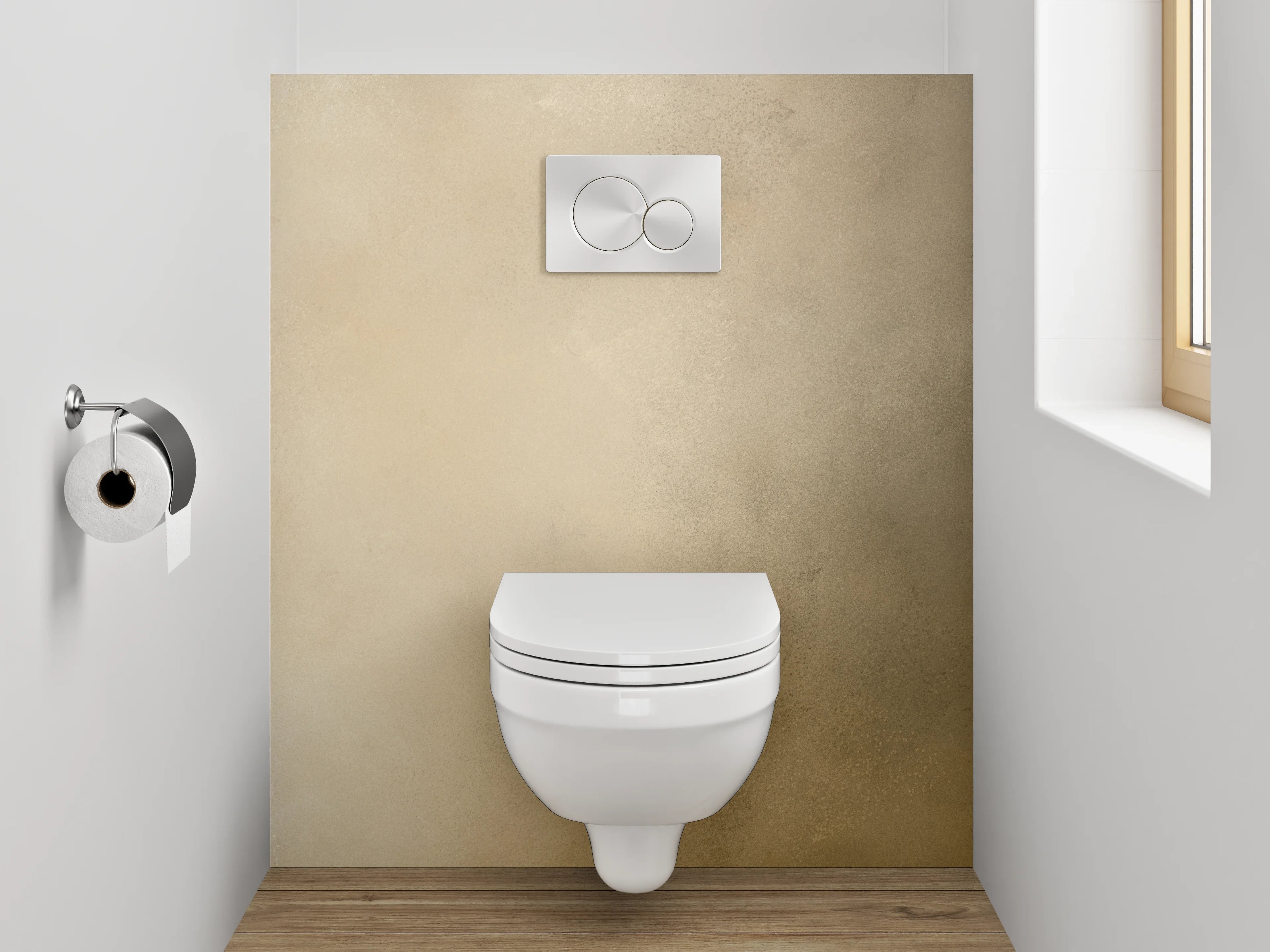 WC-Rückwand - Abstrakte beige-schwarze Wandstruktur