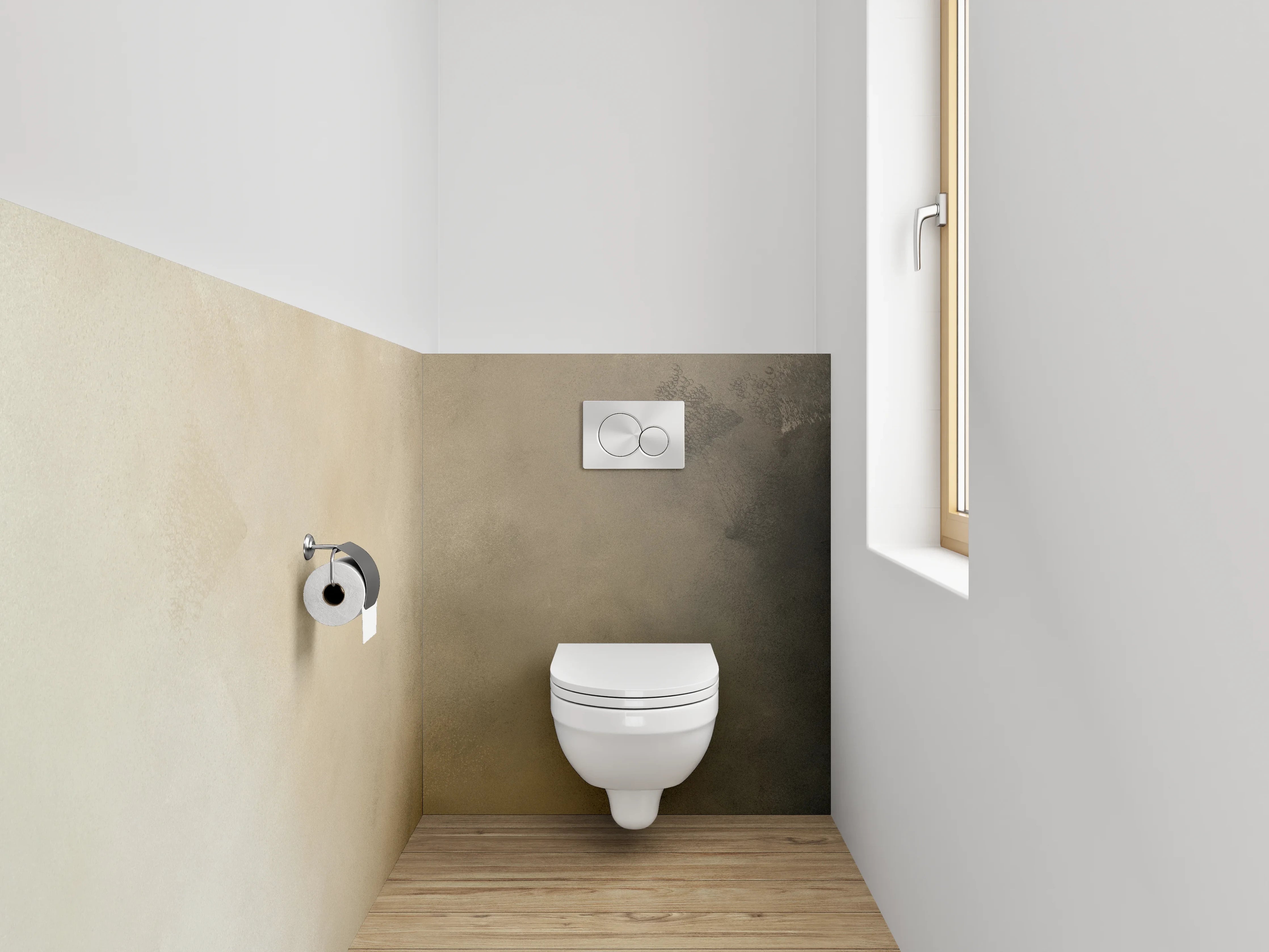 WC-Rückwand - Abstrakte beige-schwarze Wandstruktur