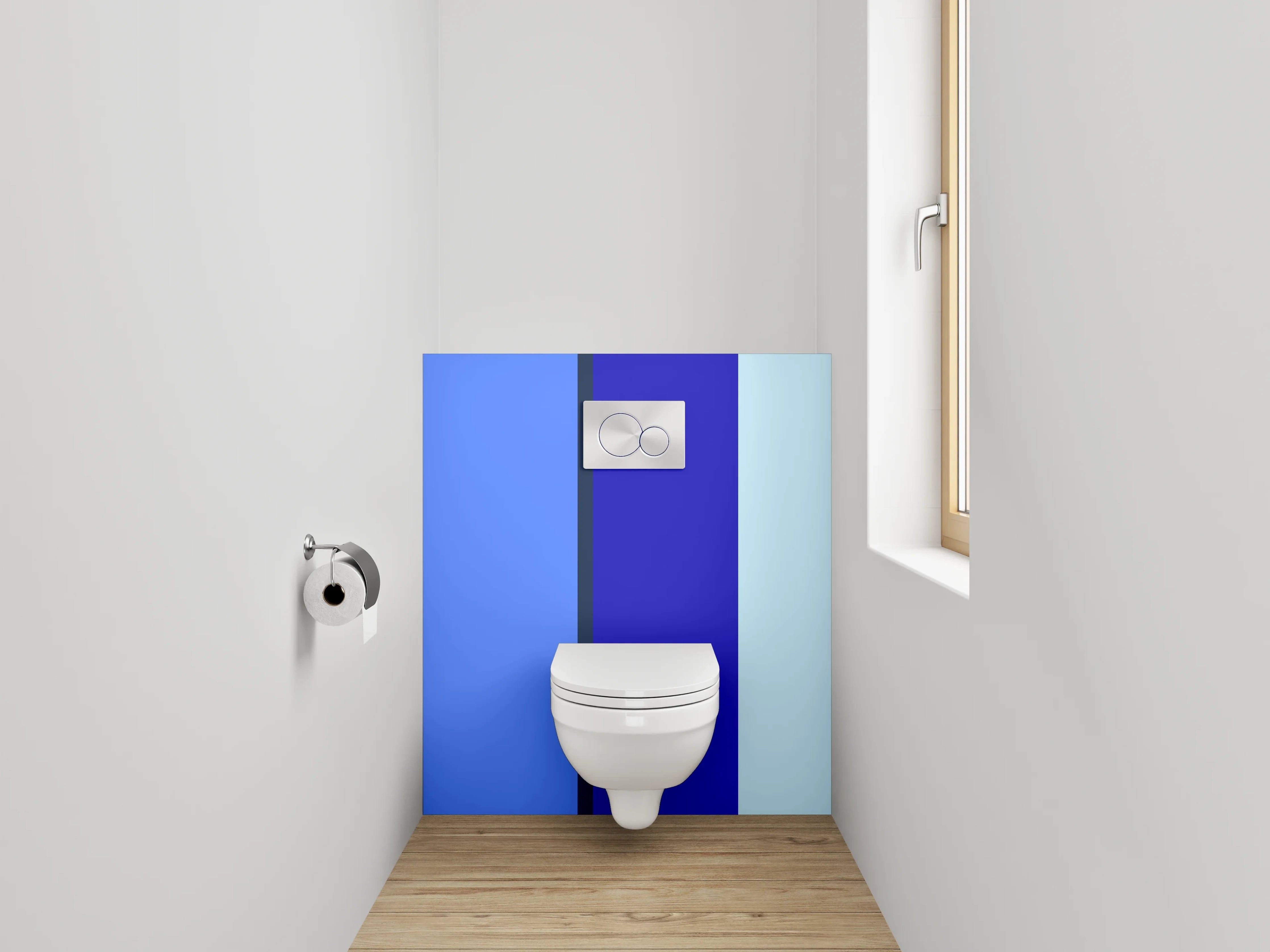 WC-Rückwand - Abstrakte blaue Balken Komposition
