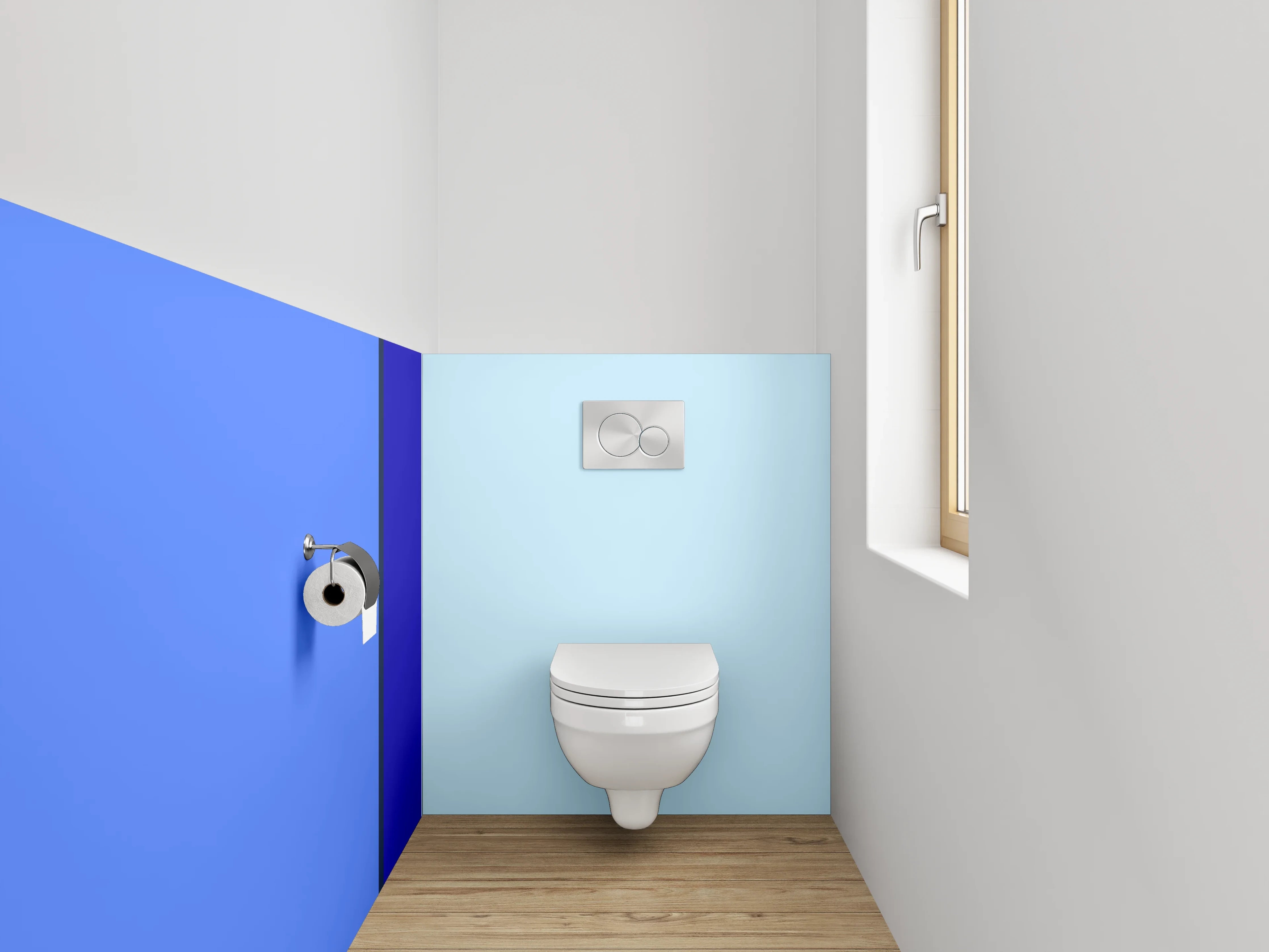 WC-Rückwand - Abstrakte blaue Balken Komposition