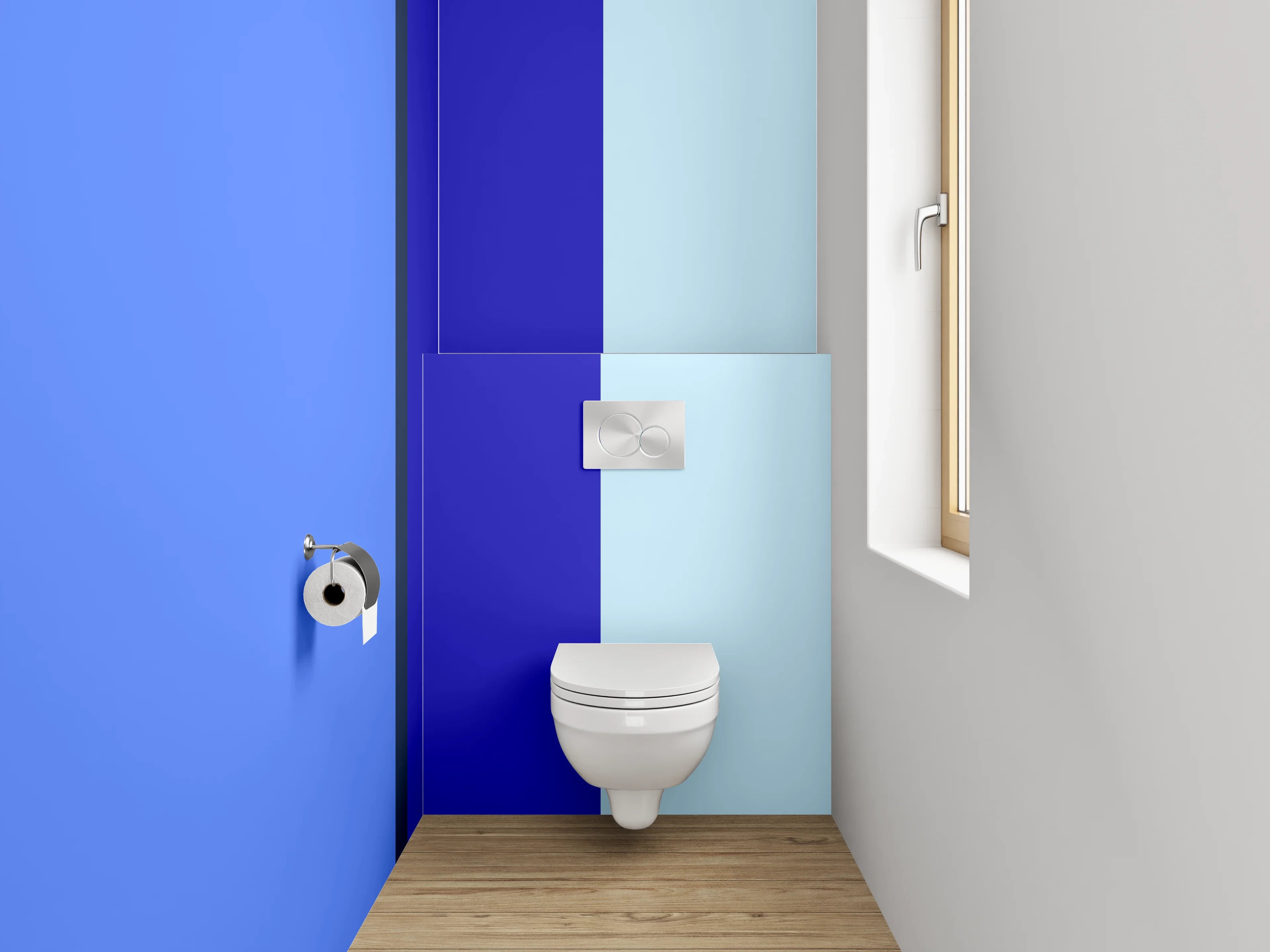 WC-Rückwand - Abstrakte blaue Balken Komposition