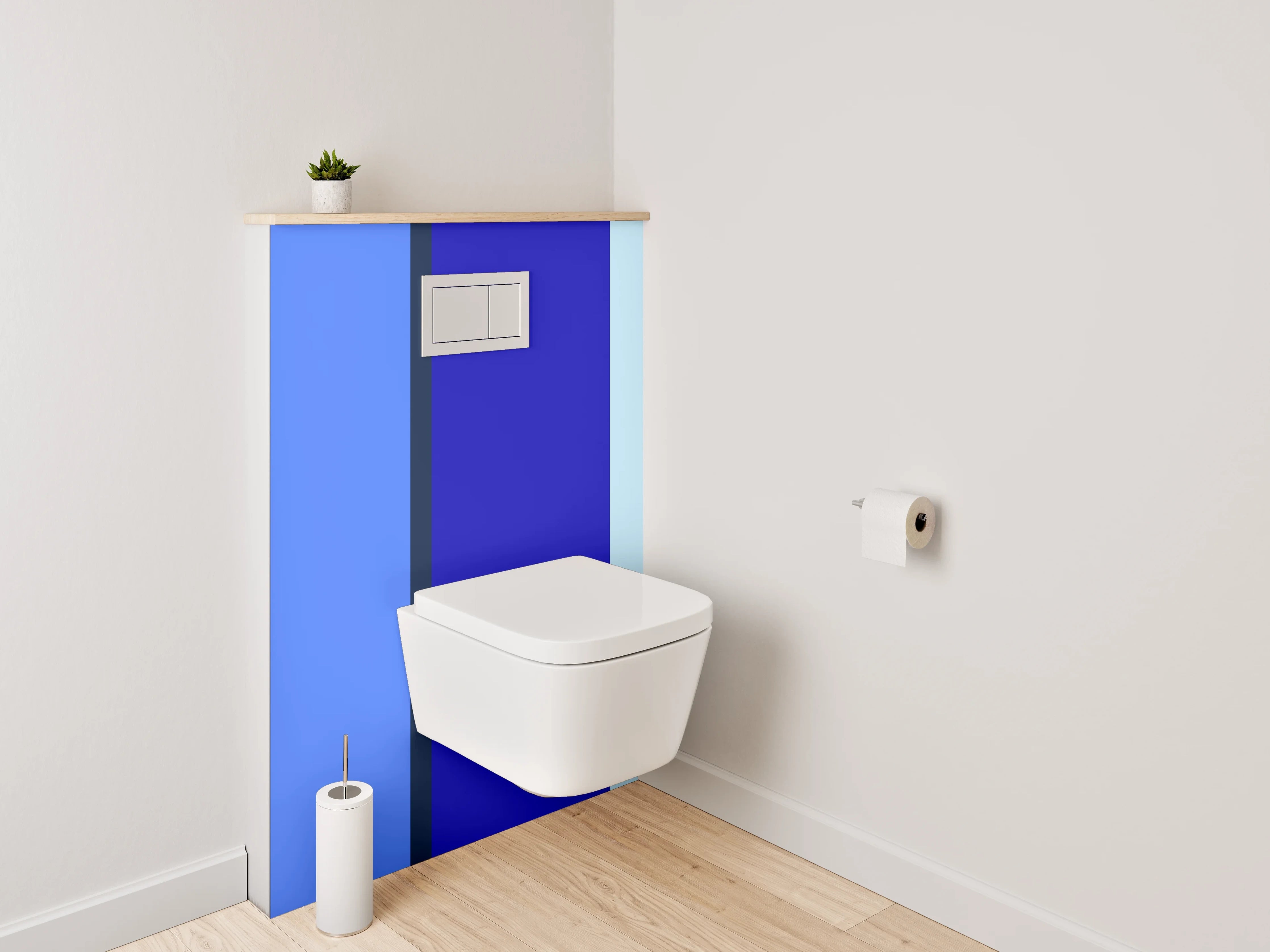WC-Rückwand - Abstrakte blaue Balken Komposition