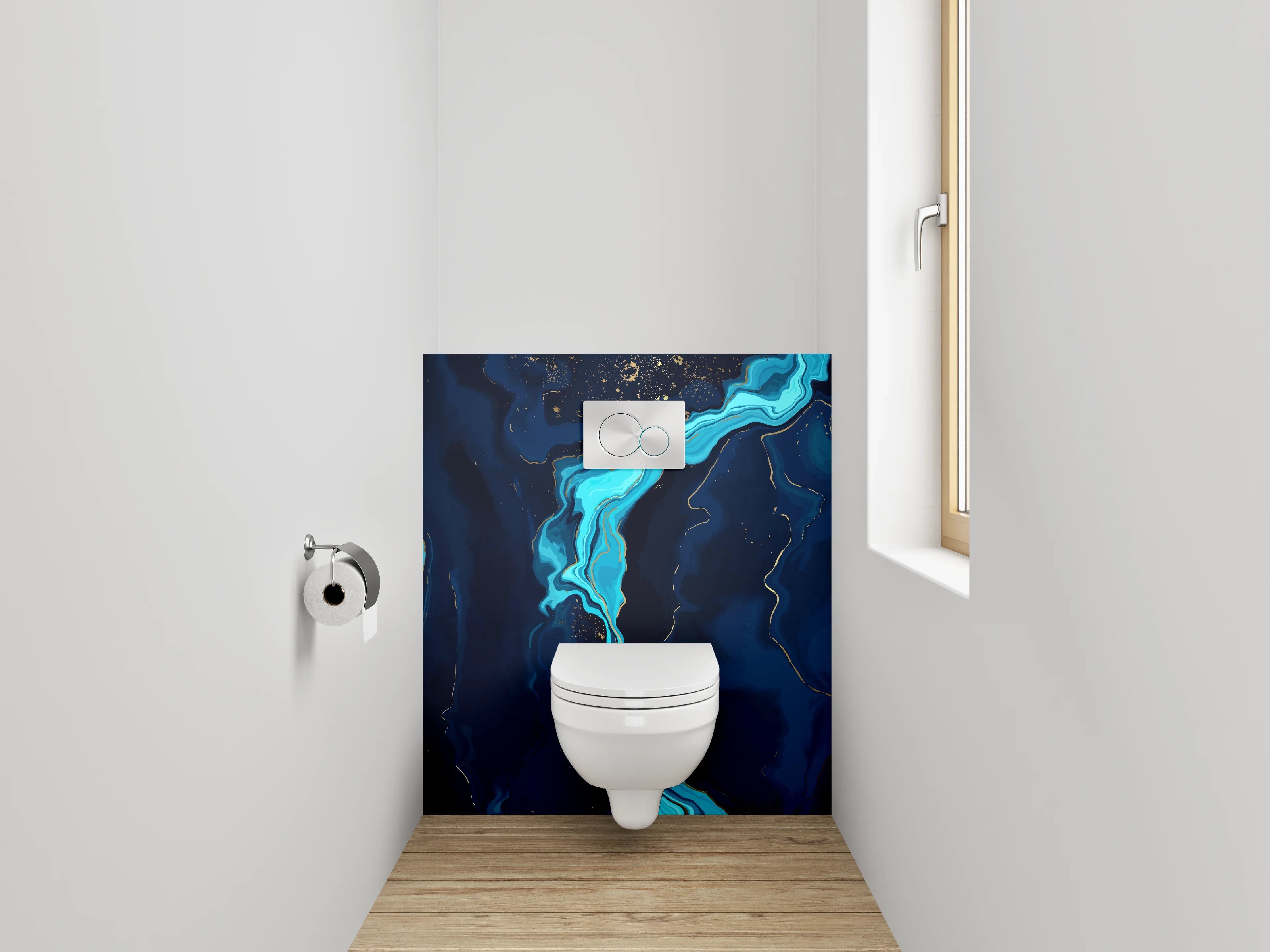 WC-Rückwand - Abstrakte blaue Marmor-Optik Deko